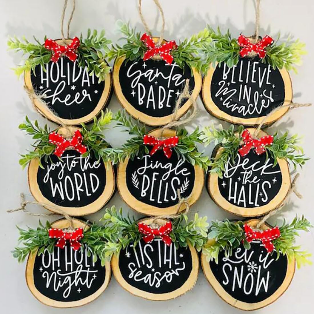 Christmas Stencils for Painting on Wood Slice,3" Small Christmas Stencils for Crafts Reuable Xmas Holiday Stencil for Tiered Tray Wood Sign Decor