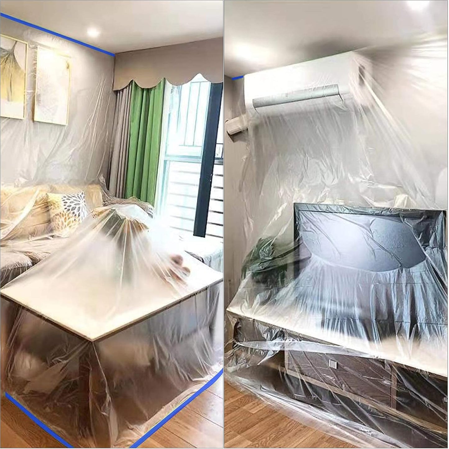 VECOPE 3-Piece Set,Pre- Masking Film Protection Covering Cloth Tape | for Automotive Covering Painting Paint Masking (5-Feet X 65-Feet)