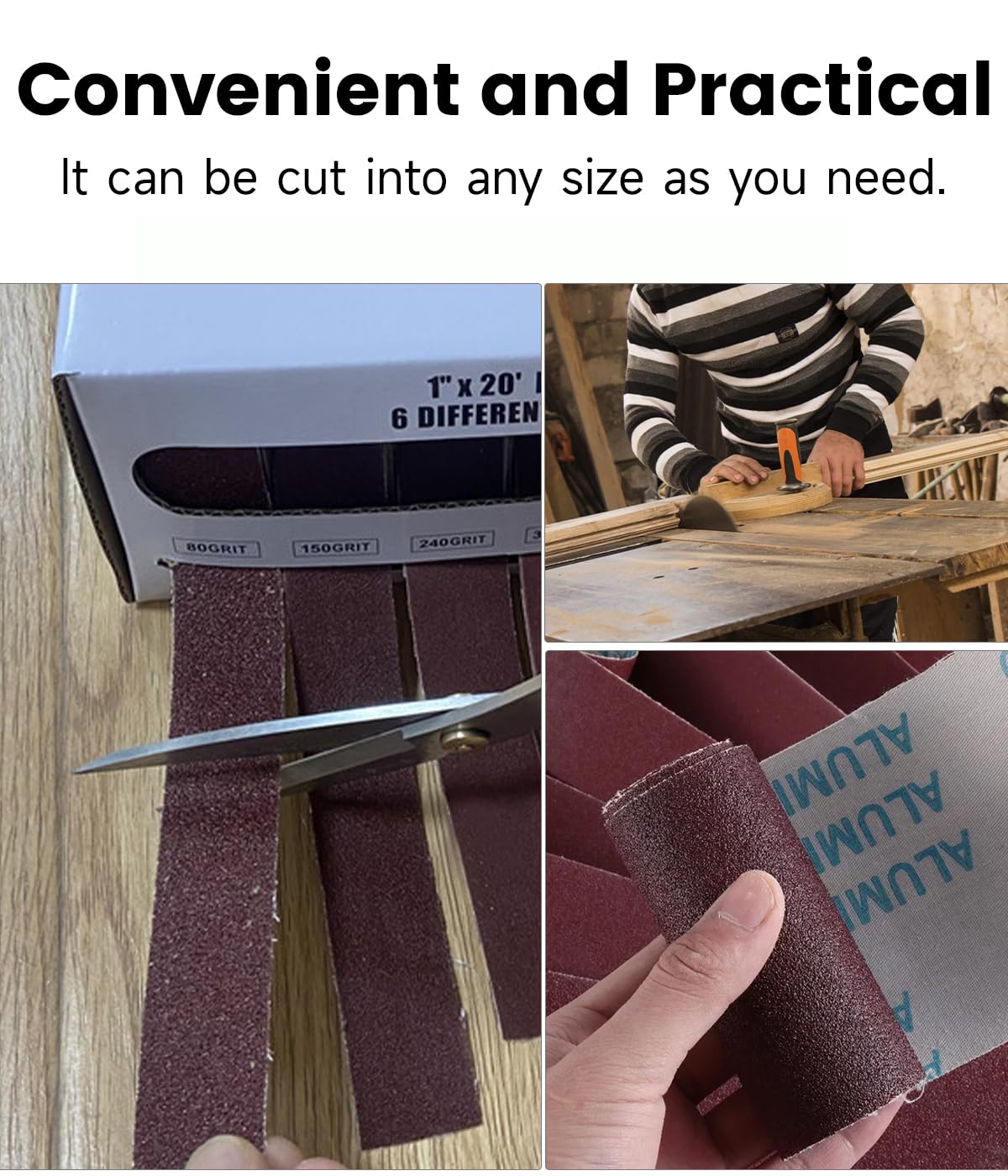 Emery Cloth Roll,4 Grits 1'' x 20FT Abrasive Sandpaper Roll with Dispenser,150 240 320 400 Grit Sand Assortment,Sanding Paper & Sand Paper Sheets for Metal Auto Wood Dry & Wet Polishing(4Rolls 20FT)