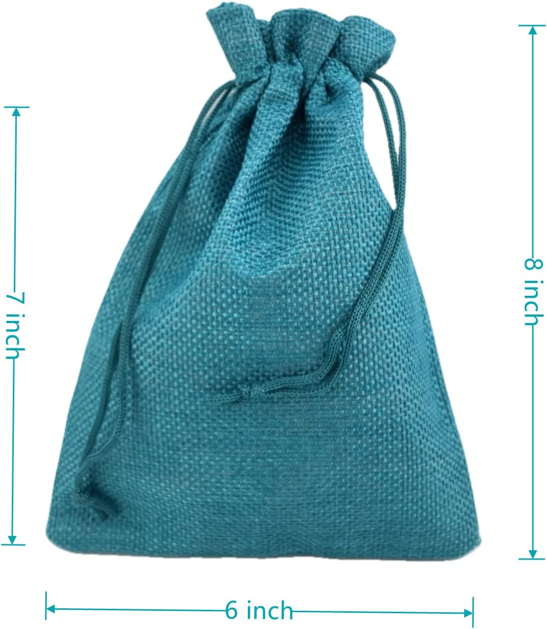 Palmhomee Pack of 25 Burlap Gift Bags with Drawstring Linen Jewelry Pouches Wedding Hessian Jute Bags for Birthday Jewelry and Treat Pouches Party Wedding Favors Gift Art and DIY Craft (6x8 Inch, Peacock Blue)