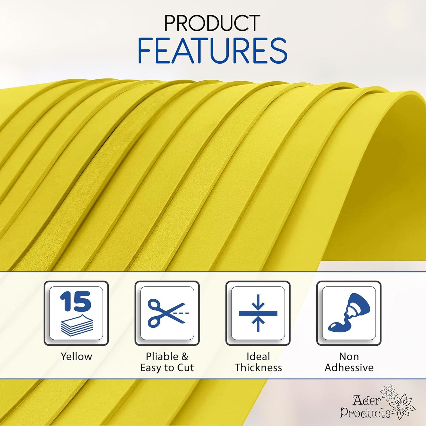 Yellow EVA Foam Sheets for Crafts, 9 x 12 Inch, 2mm Thickness, 15 Pack – Ideal for DIY Arts and Crafts, Foam Paper for Kids, Cosplay and Costumes