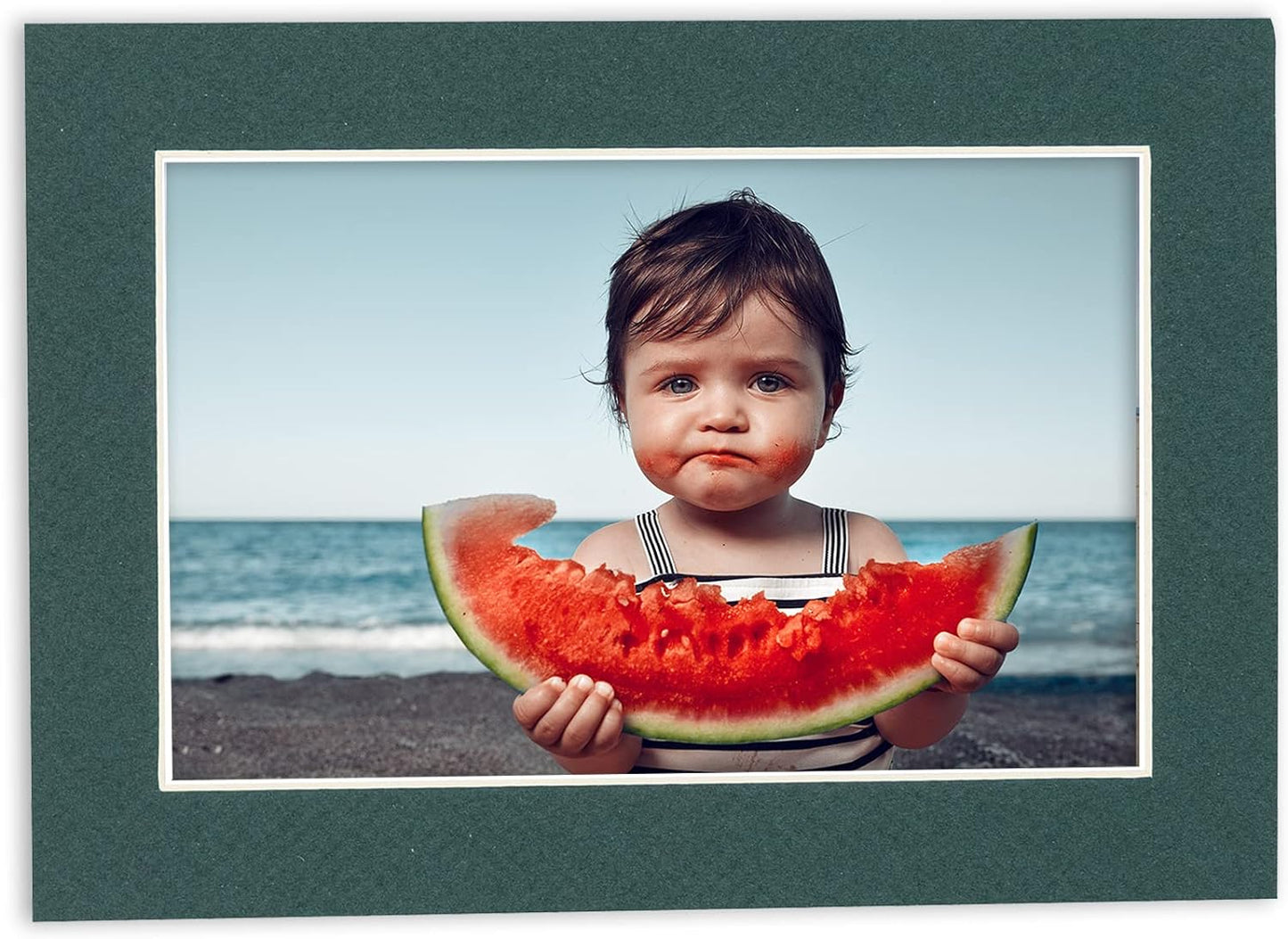 Pack of TEN 11x14 Mats Bevel Cut for 8.5x11 Photos - Acid Free Forest Green Precut Matboards For Pictures, Photos, Framing - 4-ply Thickness