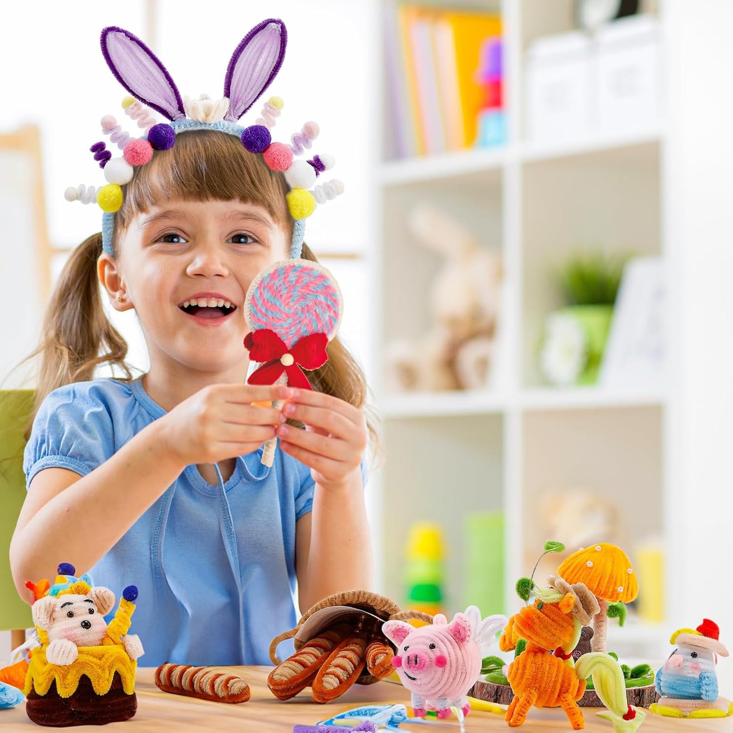 Caydo 300 Pieces Purple Pipe Cleaners, Thick Fluffy Chenille Stems, Pipe Cleaner Crafts for Arts & Crafts, Perfect for Making Animals, Flowers, and Festive Decorations