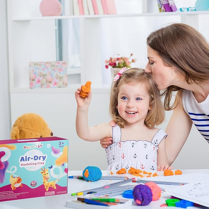 Air Dry Clay 90 Colors, Modeling Clay for Kids, Model Magic Clay, DIY Molding Clay Kit with Sculpting Tools,Soft & Non-Sticky,Art and Crafts Gift for Boys Girls Kids