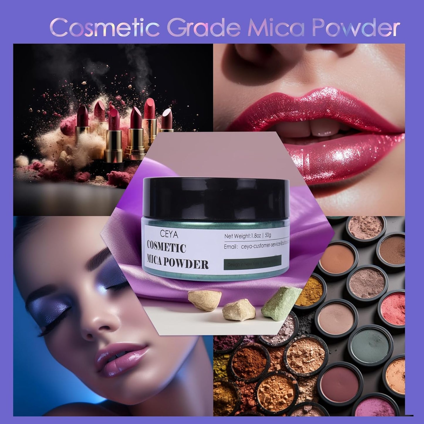 Ceya Mica Powder, 1.8oz/ 50g Dark Brown Lip Gloss Pigment Powder, Cosmetic Grade Soap Making Colorants Candle Dye for Epoxy Resin, Kintsugi Repair, Body Butter, Bath Bomb, Eye Shadow, Resin Craft,Nail