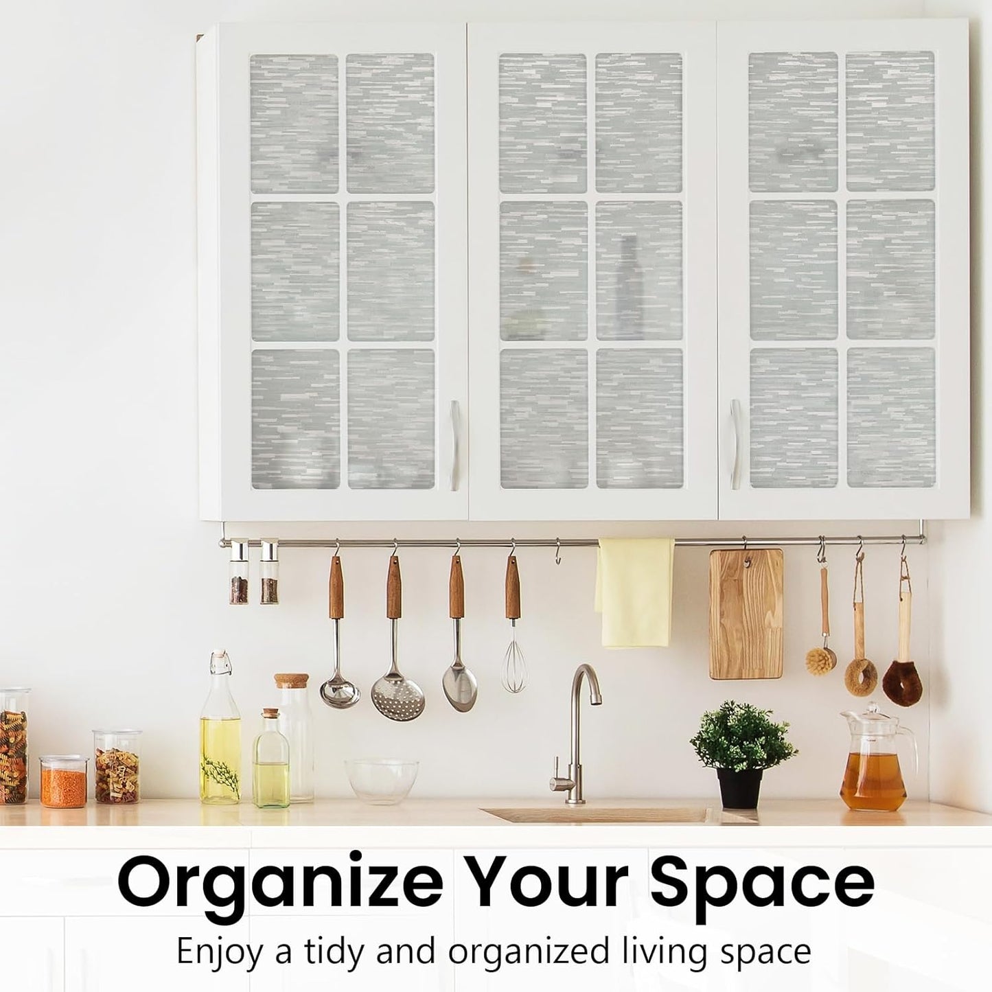 Haton Window Privacy Film, Frosted Glass Static Cling Sun Heat Blocking Window Clings, Frosting Opaque Coverings Stickers Tint for Home Office Door, Non Adhesive, White 23.6" x 118.1"