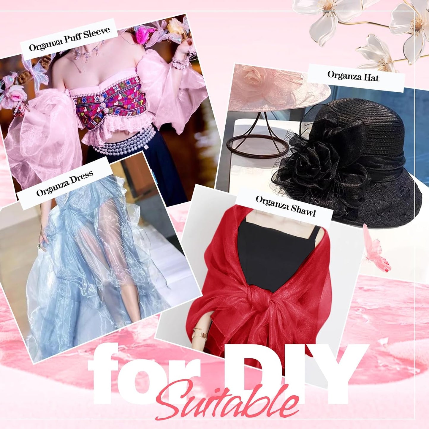 VACVELT Sheer Organza Fabric by The Yard, 60 Inch Wide Red Organza Fabric Bolt Bridal Sheer Tulle Fabric, Silk Organza Fabric Roll for Wedding Party Decorations Backdrop Curtain (1 Yard)