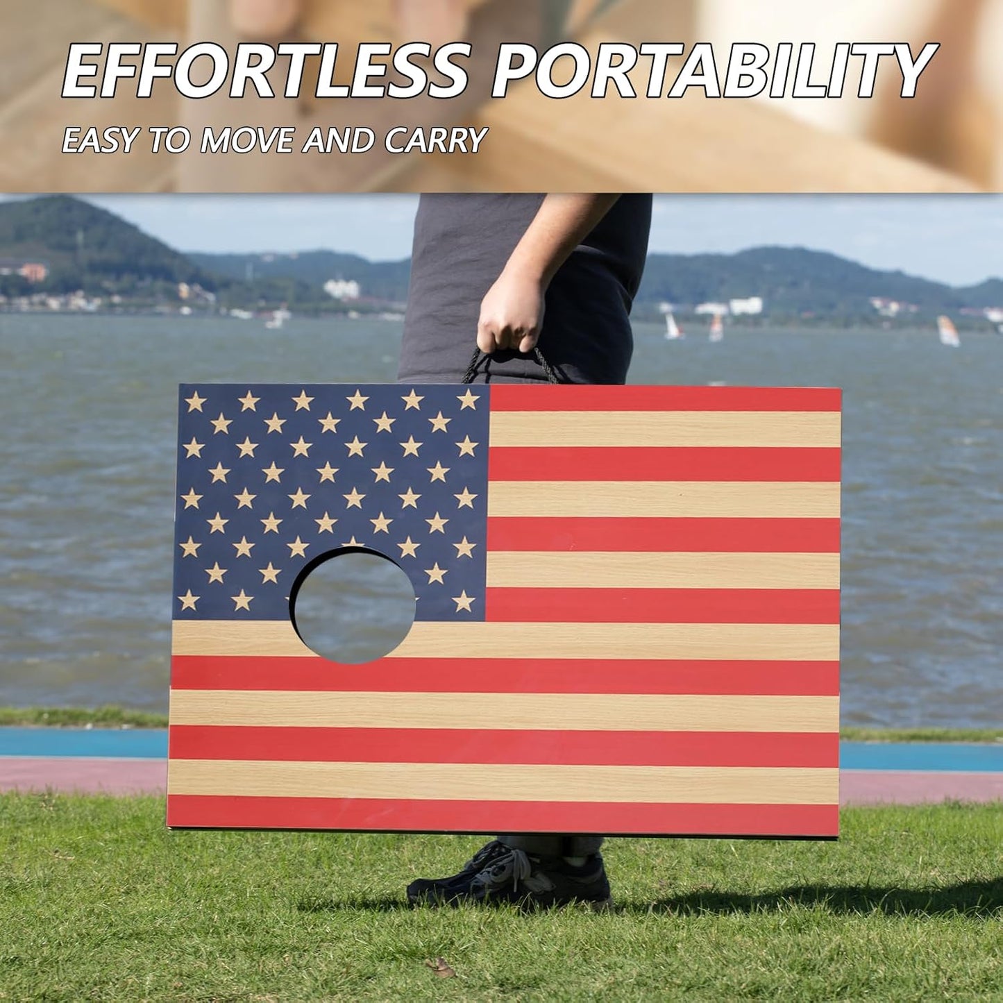 Cornhole Sets 4 x 2 ft / 3 x 2 ft with 8 Bean Bags Regulation Size, Corn Hole Games for Adults Outdoor Bean Bag Toss Game