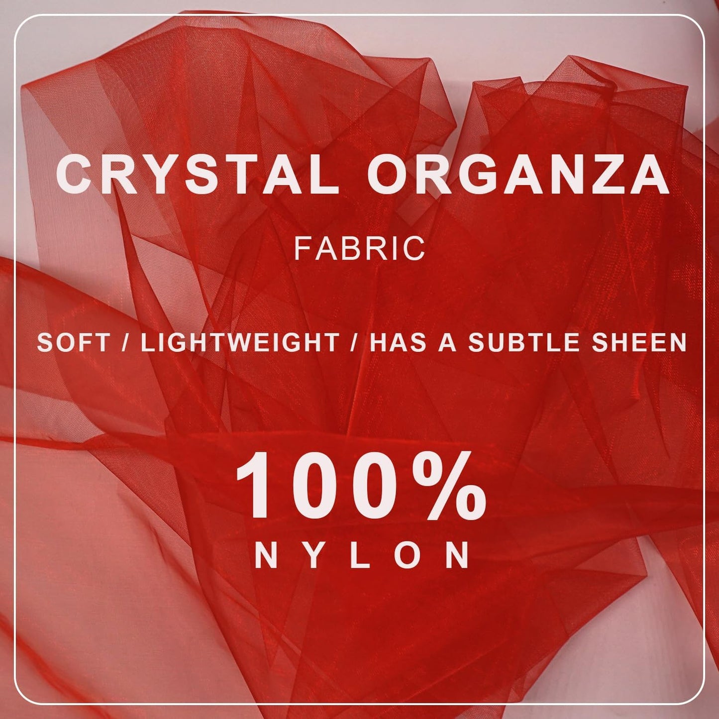 Red Organza Tulle Fabric Rolls, Crystal Organza 12" by 50 Yards (150 ft) Sheer Nylon Silky Shiny Netting Spool Bolt for DIY Craft Table Runner Wedding Baby Shower Party Decor (Red)