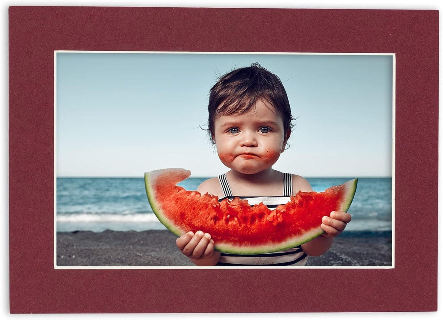 5x7 Mat for 8.5x11 Frame - Precut Mat Board Acid-Free Maroon 5x7 Photo Matte Made to Fit a 8.5x11 Picture Frame, Premium Matboard for Family Photos, Show Kits, Art, Picture Framing, Pack of 10 Mats