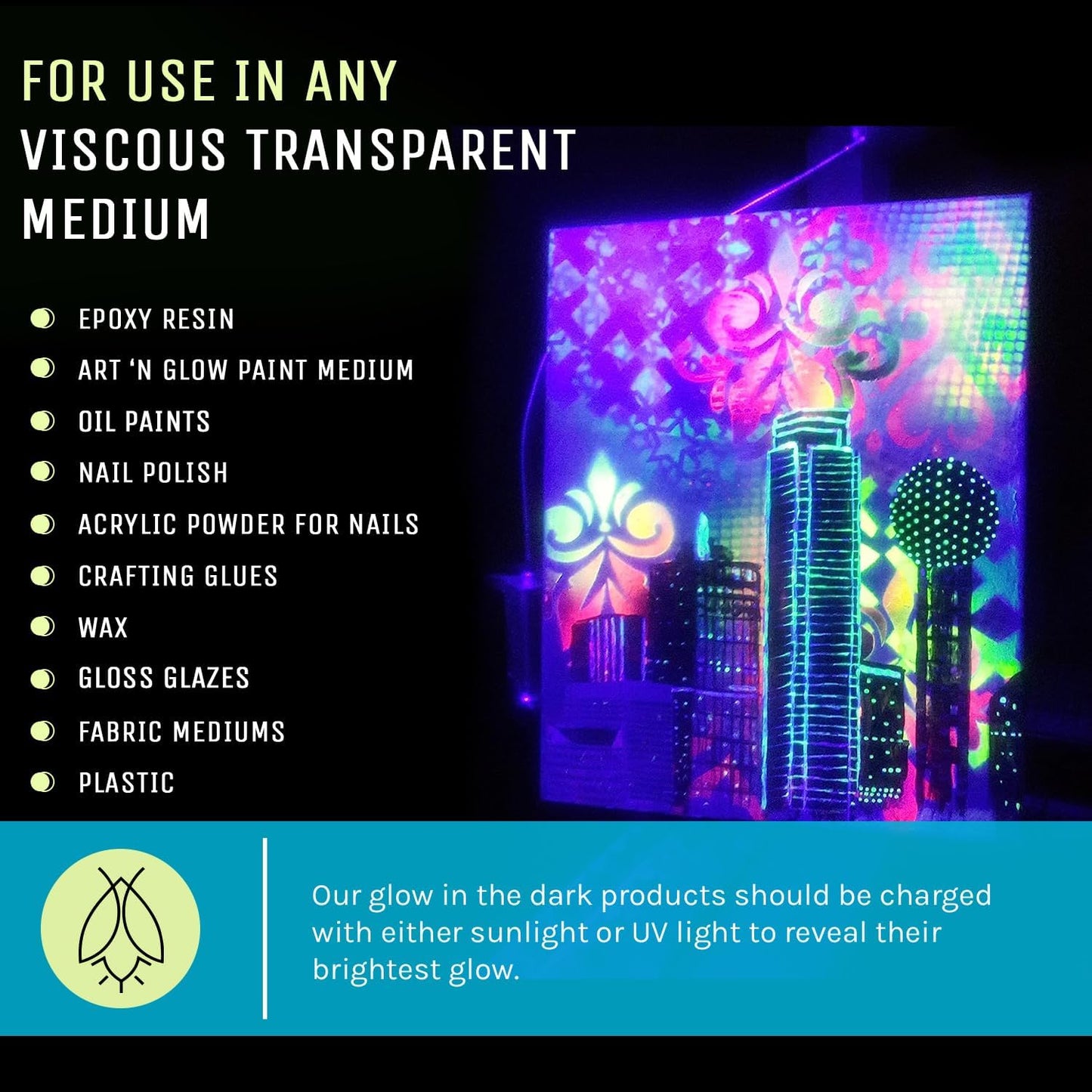 Glow in The Dark Pigment Powder - Neutral and Fluorescent Color for Art Painting, Fine Art, Nail Art Paint, and DIY Crafts - Long Lasting, 10+ Color Options - Fluorescent Pink - (60 Grams/ 2.12 oz)