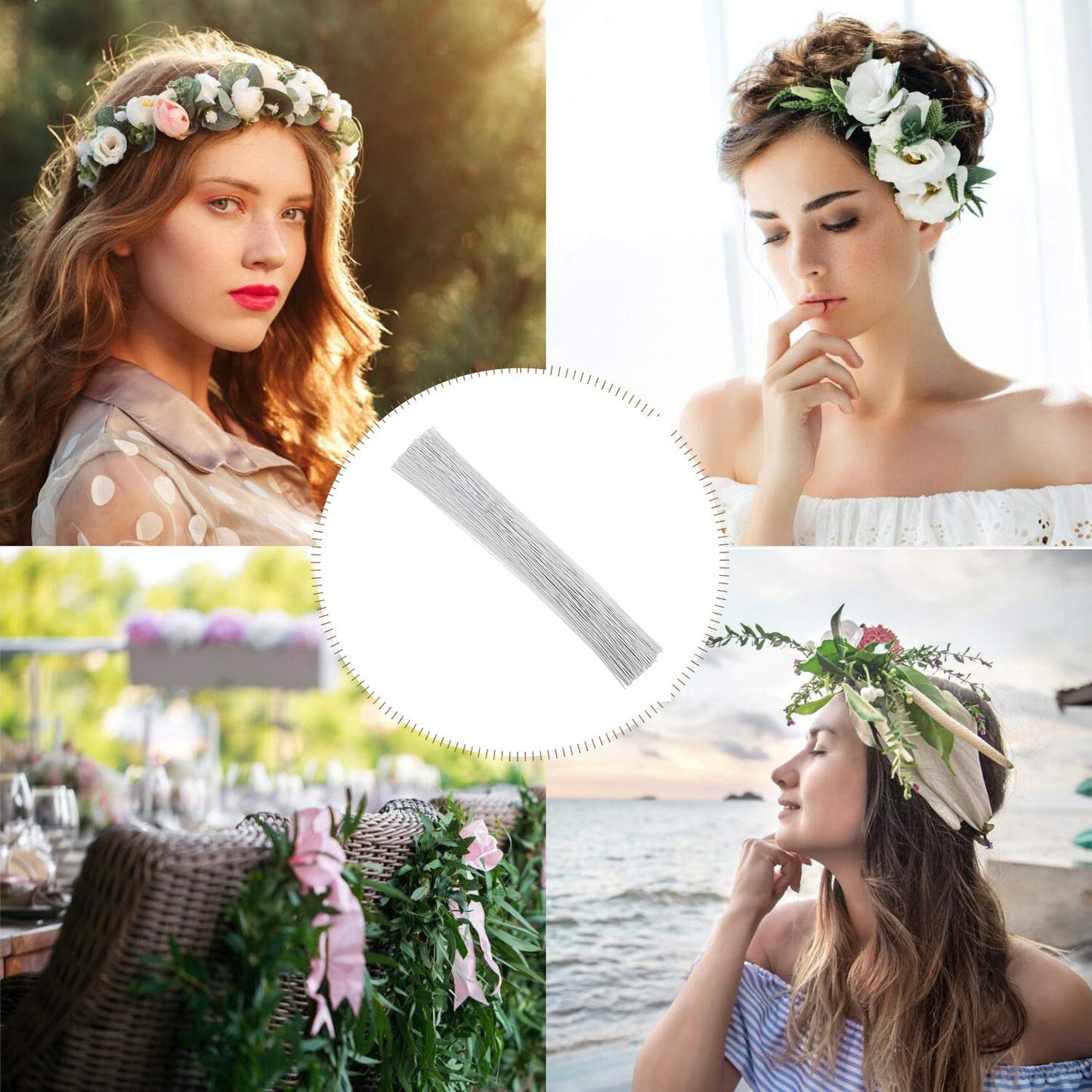 CCINEE 24 Gauge White Floral Wire Stem for Flower Arrangement Craft Supply,16 Inch,200PCS