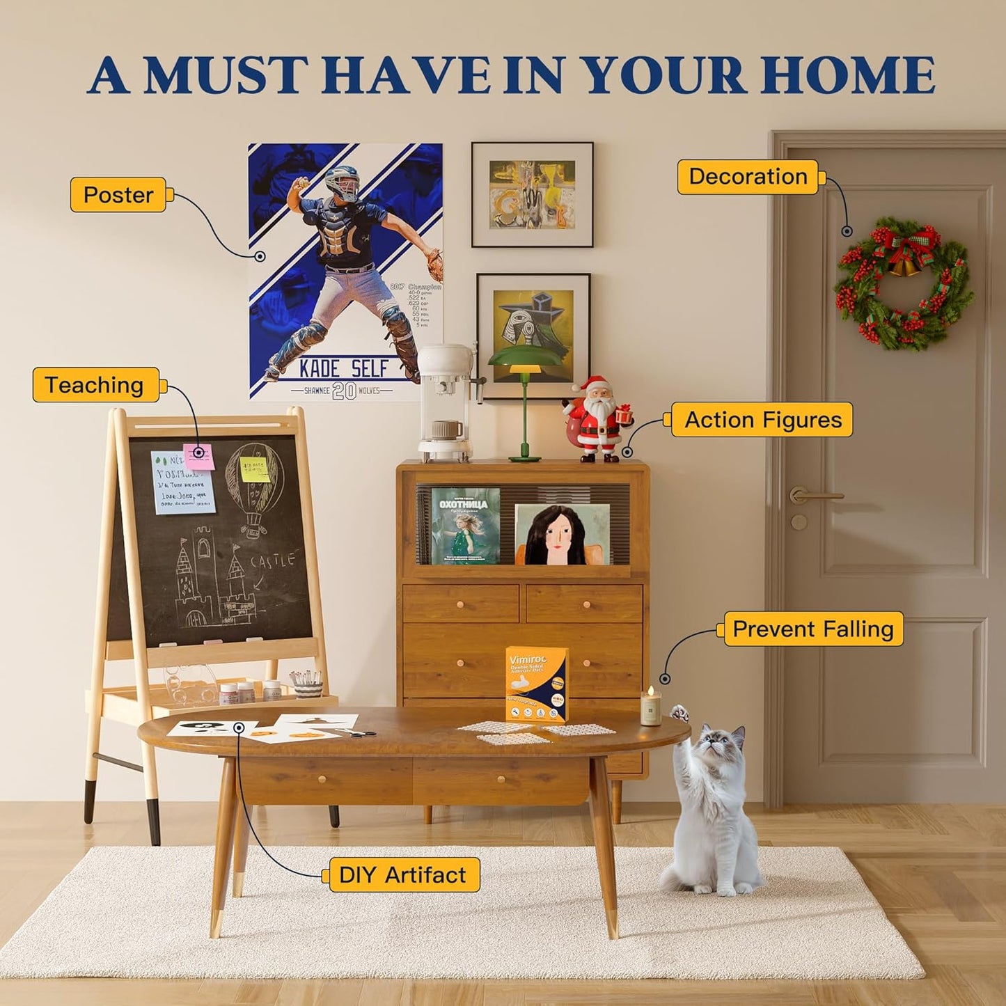 0.99'' Double Sided Sticky Tack, 75pcs Removable Mounting Putty, No Trace Adhesive Putty, TackPutty for Wall Hanging, Crafts, Posters, Picture Classroom Decoration Museum