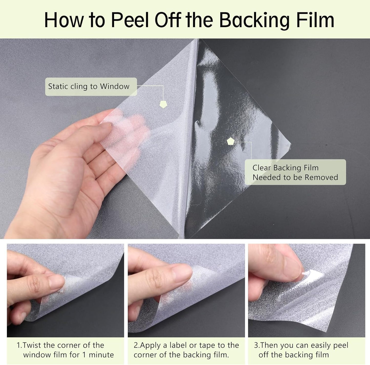 Frosted Glass Window Privacy Film - UV Sun Blocking Heat Control, Static Cling Removable & Reusable for Home, Bathroom, and Office (Frosted 45.2 Inch x 6.5 Feet)