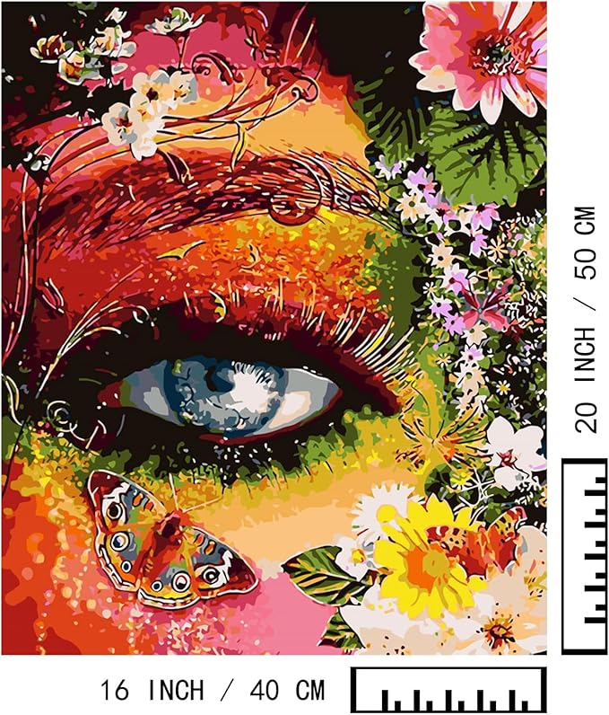 BAISITE Paint by Numbers Kit for Adults Beginners,16" Wx20 L Canvas for Painting Kits for Adults in Colorful Box-Color Eye Mother Earth 8407