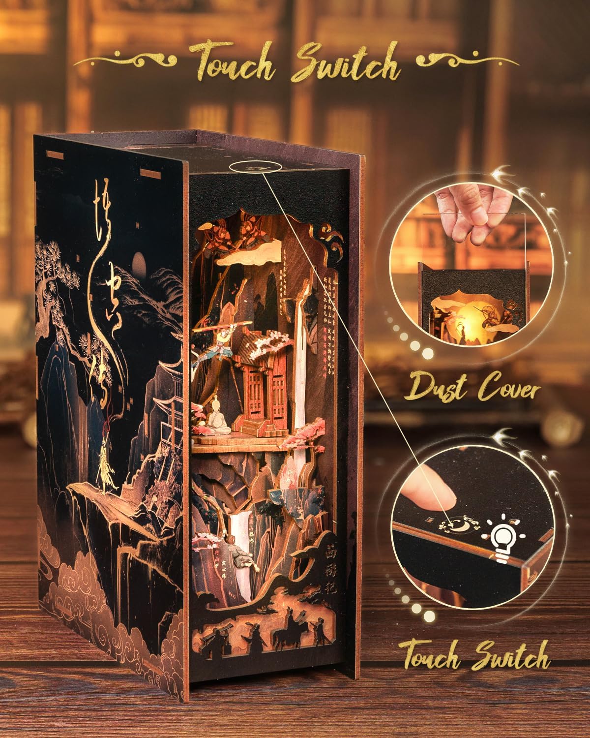 CUTEBEE Book Nook Kit, DIY Booknook Miniature House Tiny House 3D Wooden Puzzle Dollhouse Kit for Adults and Teens, Bookshelf Insert Decor, DIY Craft Gift Model Build