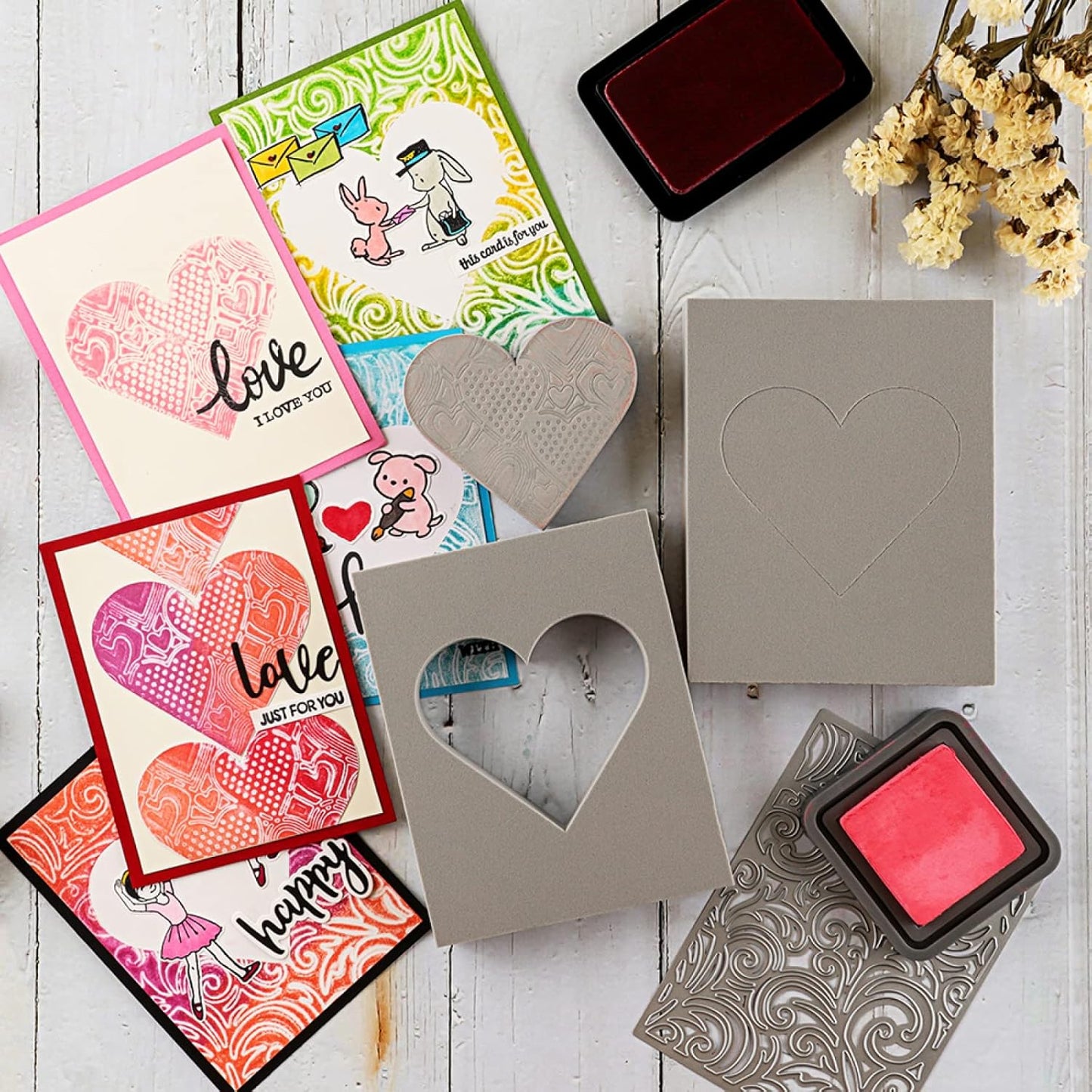 BAOFALI 8 Pcs Large Stamping Foam Grey Moldable Heart Foam Stamps Plastic Dry Foam Stamp Pad Cut and Dry Foam Stamping Foam Block for Sculpture, Modeling, DIY Arts and Handicrafts Projects