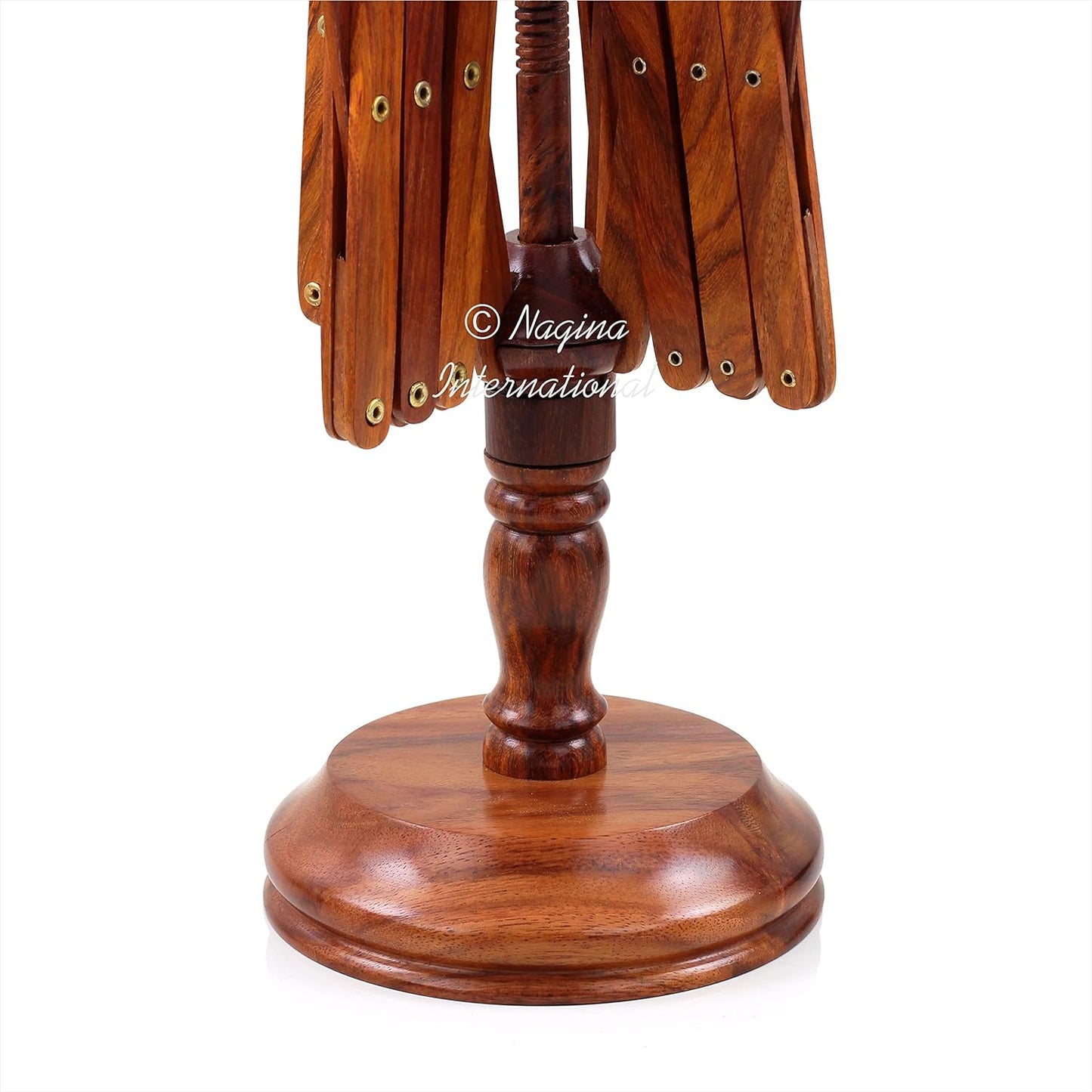 Nagina International's Yarn Swift Umbrella Table Top Yarn Winder | Hand Operated Ball Winder Holder | Knitting Tool for Swift Winding Lines, Laces Yarns & Fiber (Rosewood)