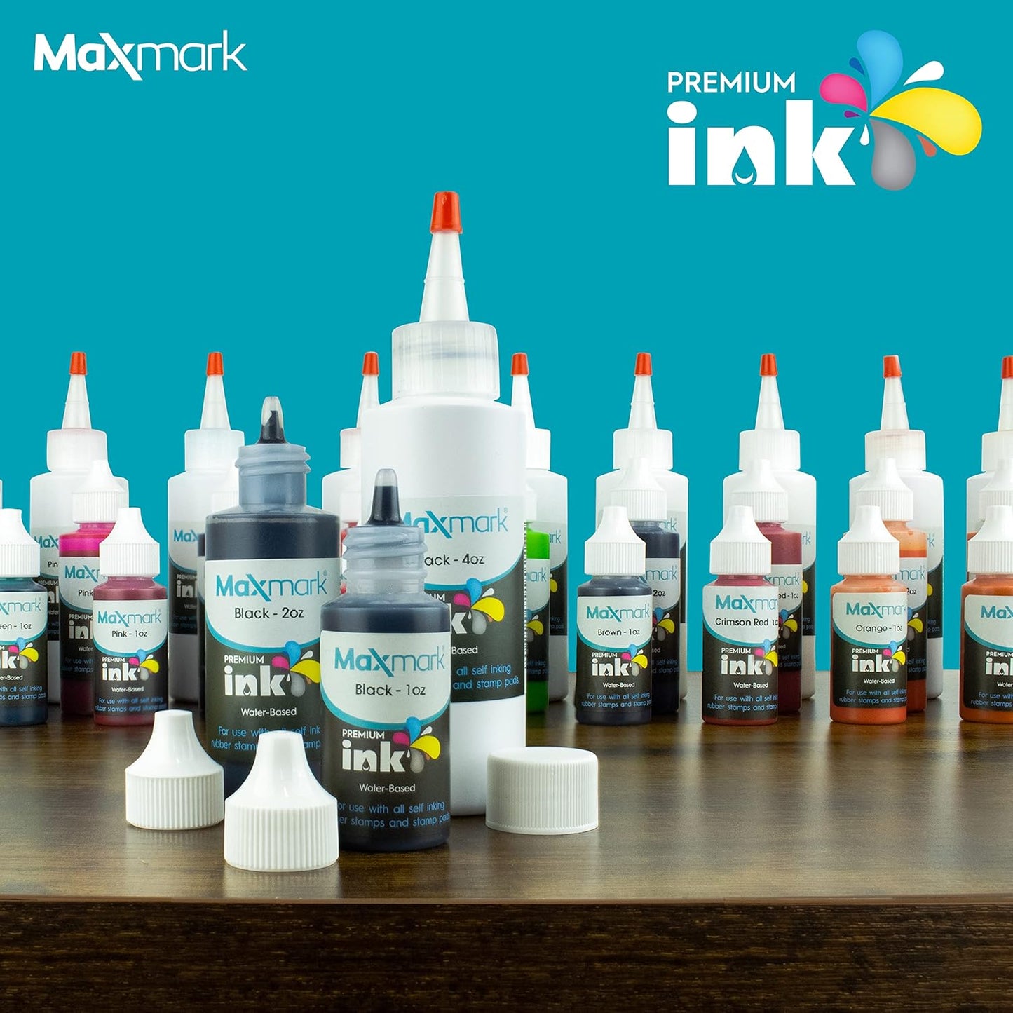 MaxMark Premium Refill Ink for self Inking Stamps and Stamp Pads, Black Color - 1 oz.