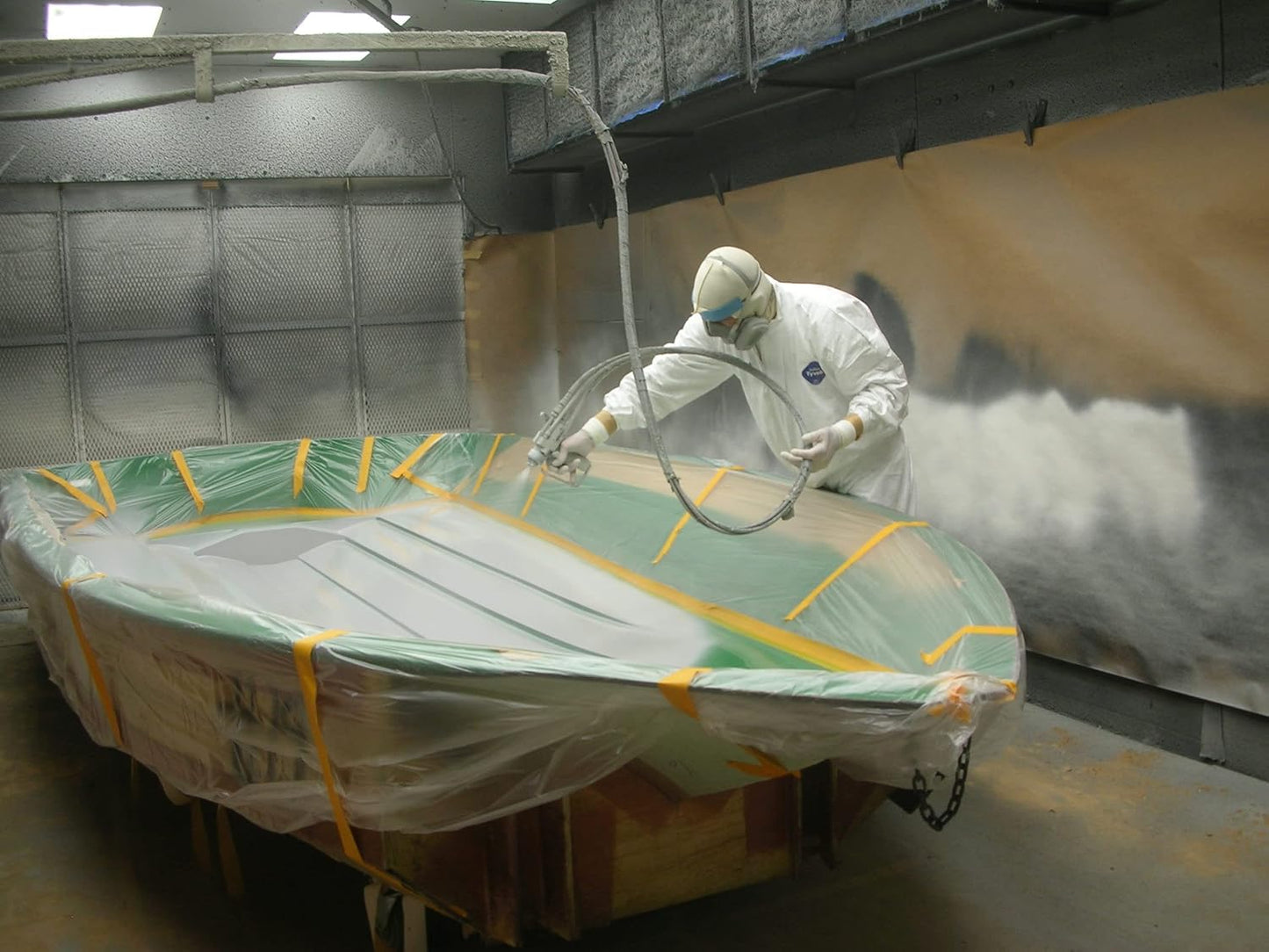 LLPT Tape and Drape 25.6”(Unfolded) x 66 Ft Each 2 Pack Pre-Taped Masking Film 0.27 Mil Painters Plastic Drop Cloth for Auto Wall Furniture Painting Protection (MFT652)