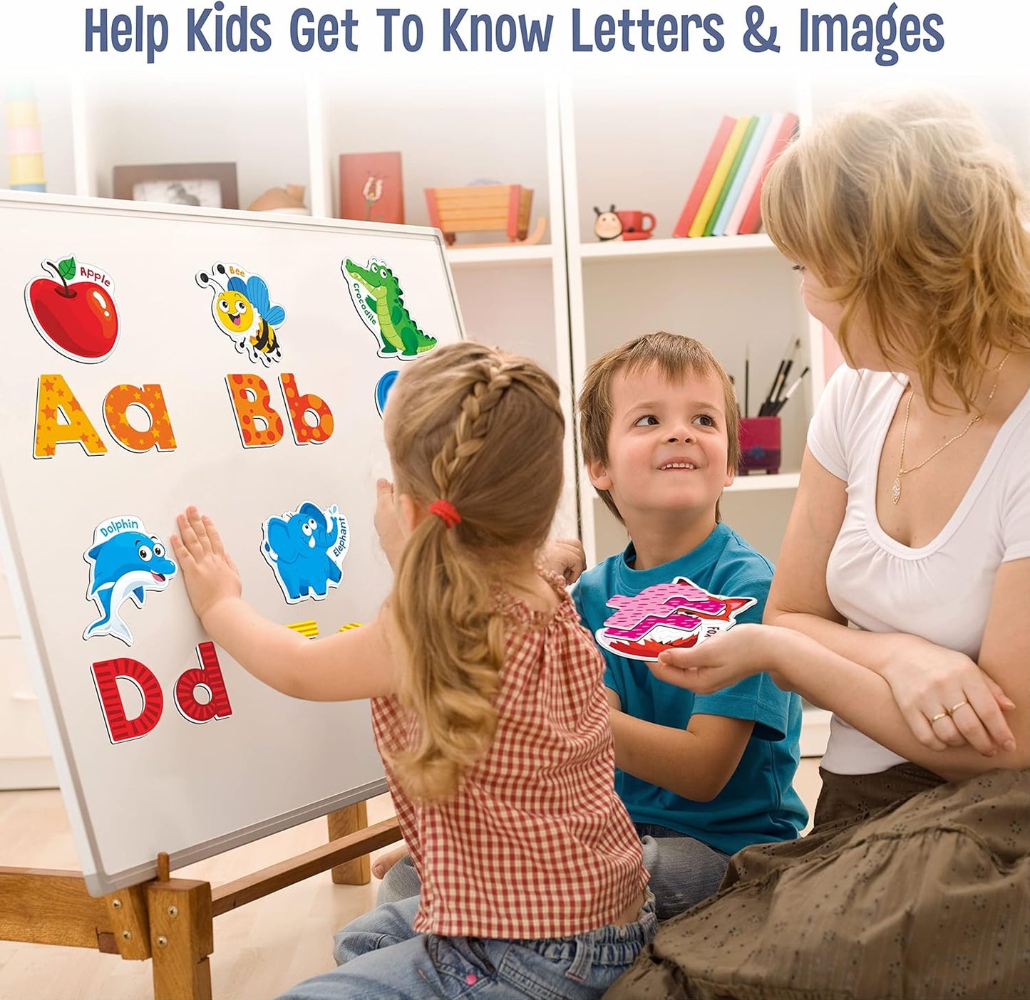 78 Magnetic Alphabet, 26 Uppercase, 26 Lowercase Letters & 26 Object Patterns, Adorable Animal Alphabet ABC Fridge Magnets Educational Letter Spelling Learning Toys Set for Toddlers 3 4 5 Years Old