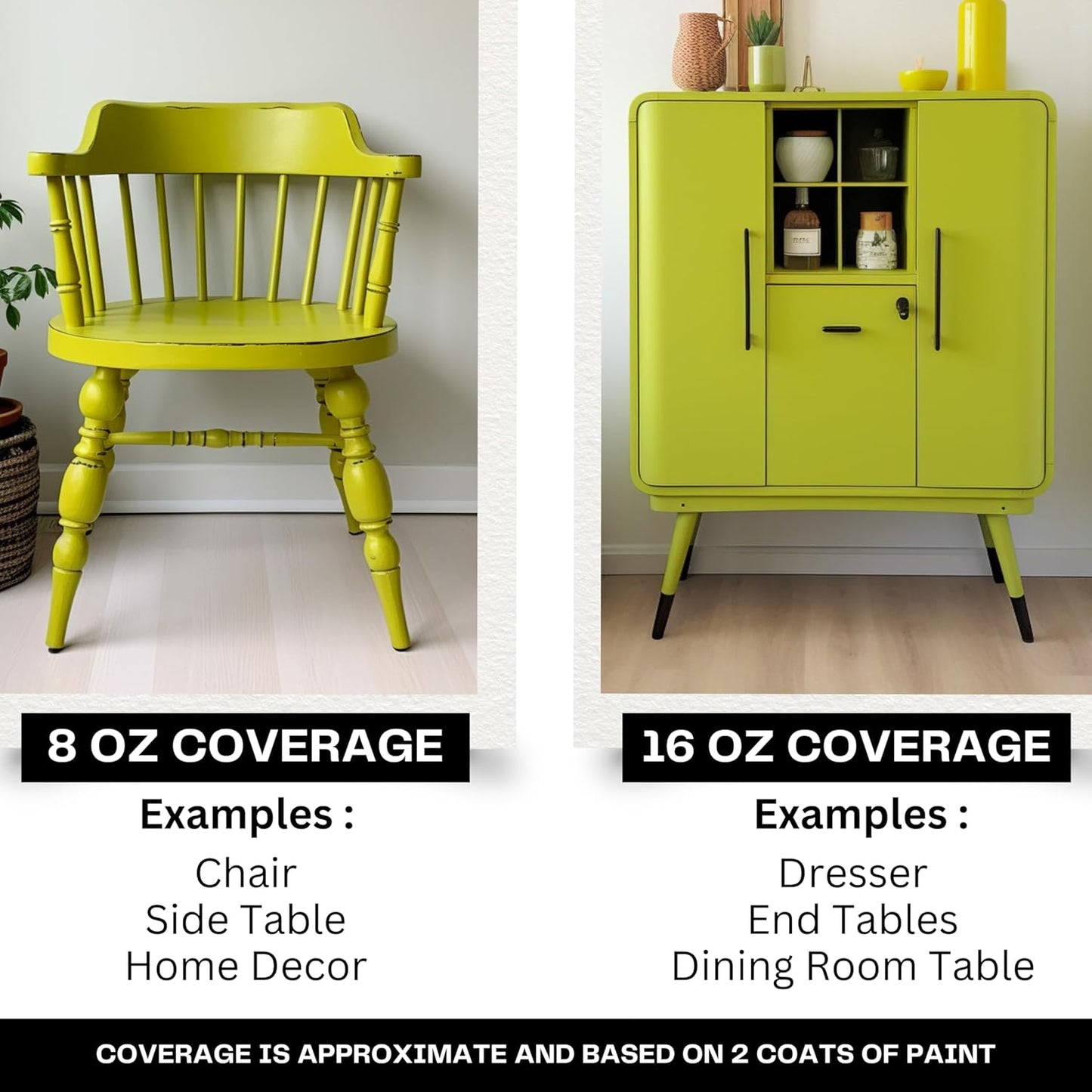 Daydream Apothecary Premium Chalk Style Paint for Furniture, Home Décor, Wood, DIY Interior Projects, Quick Dry, No Prep or Prime Needed, Matte Chartreuse - 16oz