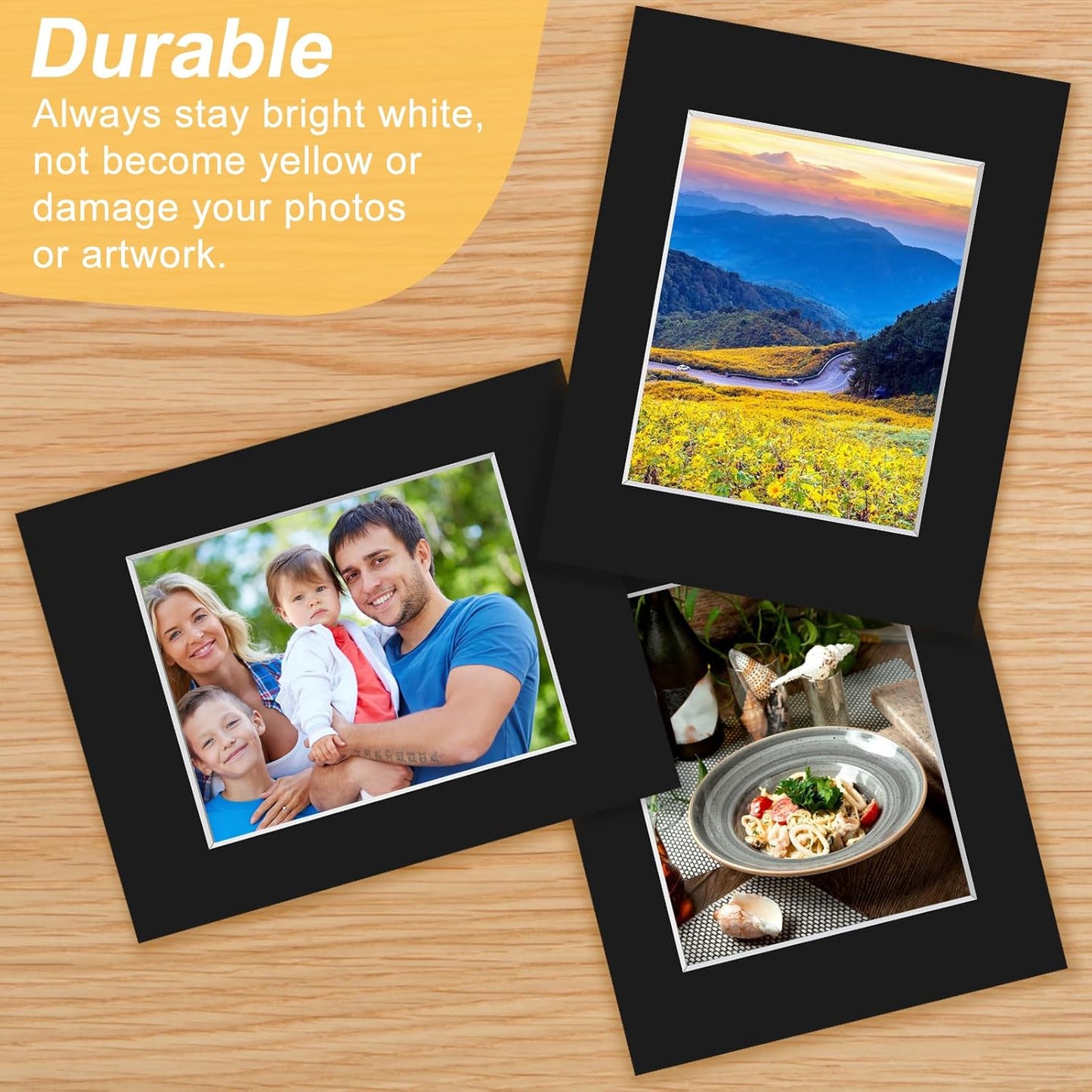 Phinus 8 Pack Picture Mats for Frames, Acid Free 11x14 Matted to 8x10, Picture Frame Mats for Pictures, Watercolor, Artwork and Prints (Black)