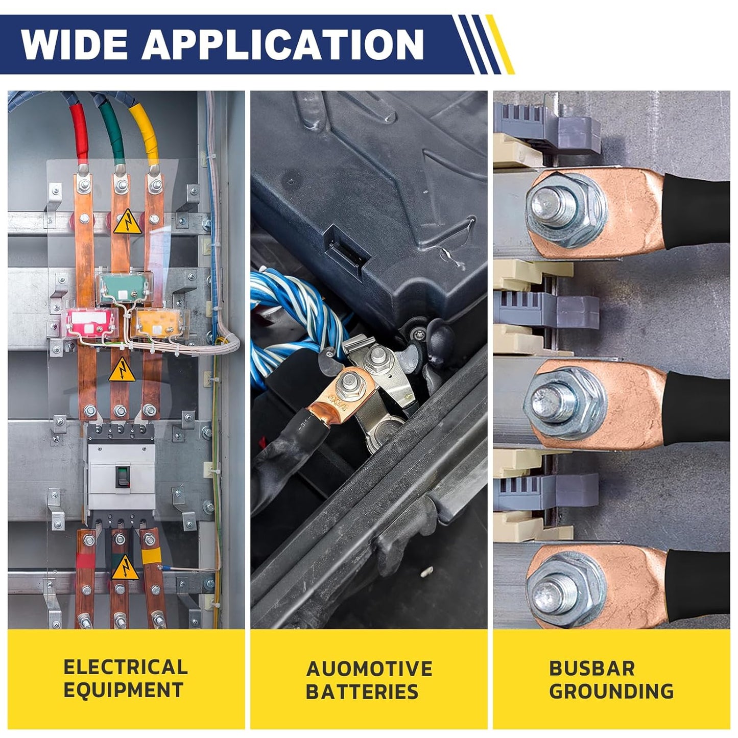 haisstronica 10pcs 4/0 AWG - 5/16"(M8) Tinned Copper Battery Lugs