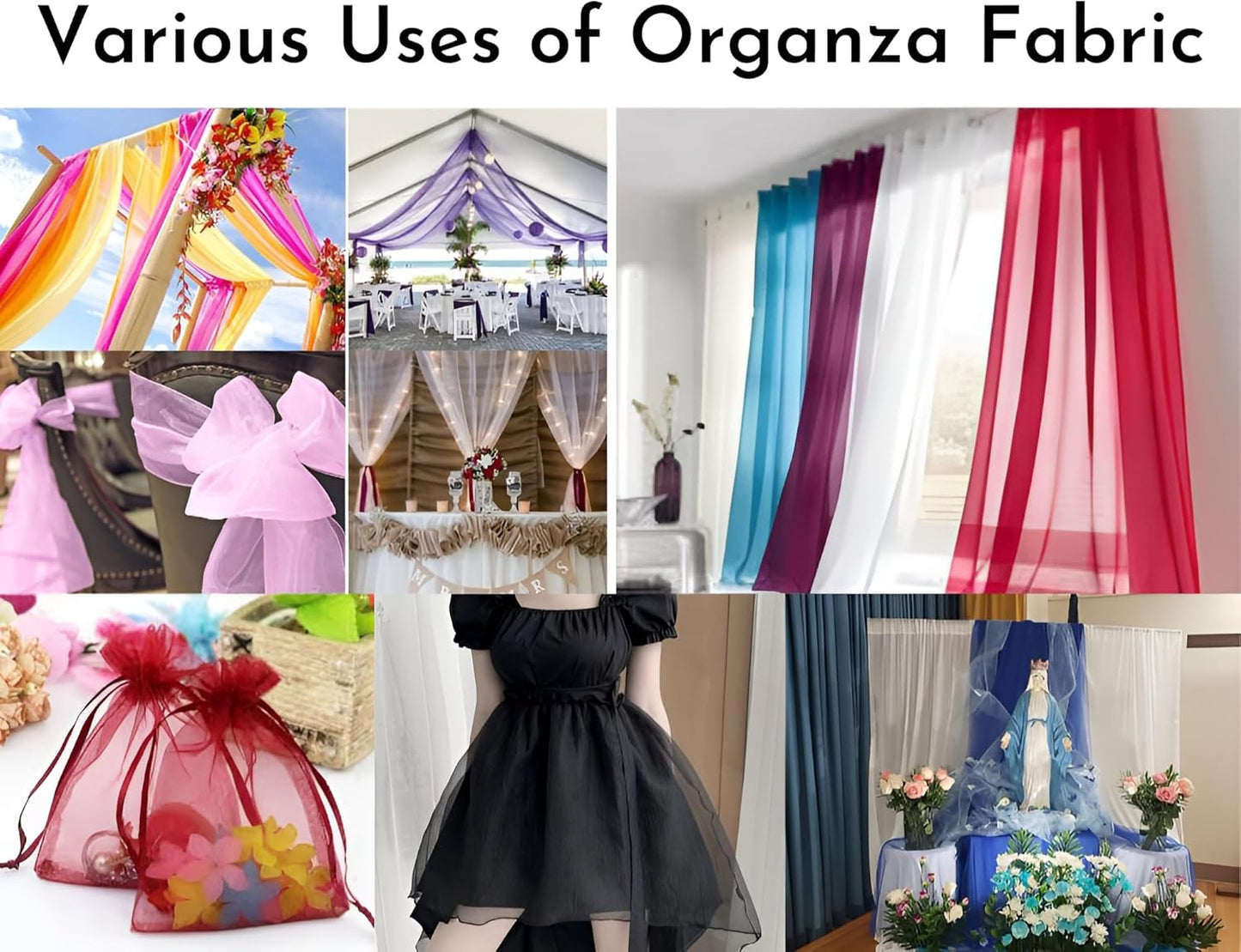 Fynite Sheer Organza Fabric | 20 Yards Long | 44" Wide | Bridal Solid Sheer Organza Bolt for Wedding Dress Fashion Craft Decorations Silky Shiny Sheer Organza - (Hot Pink, 20 Yrads)