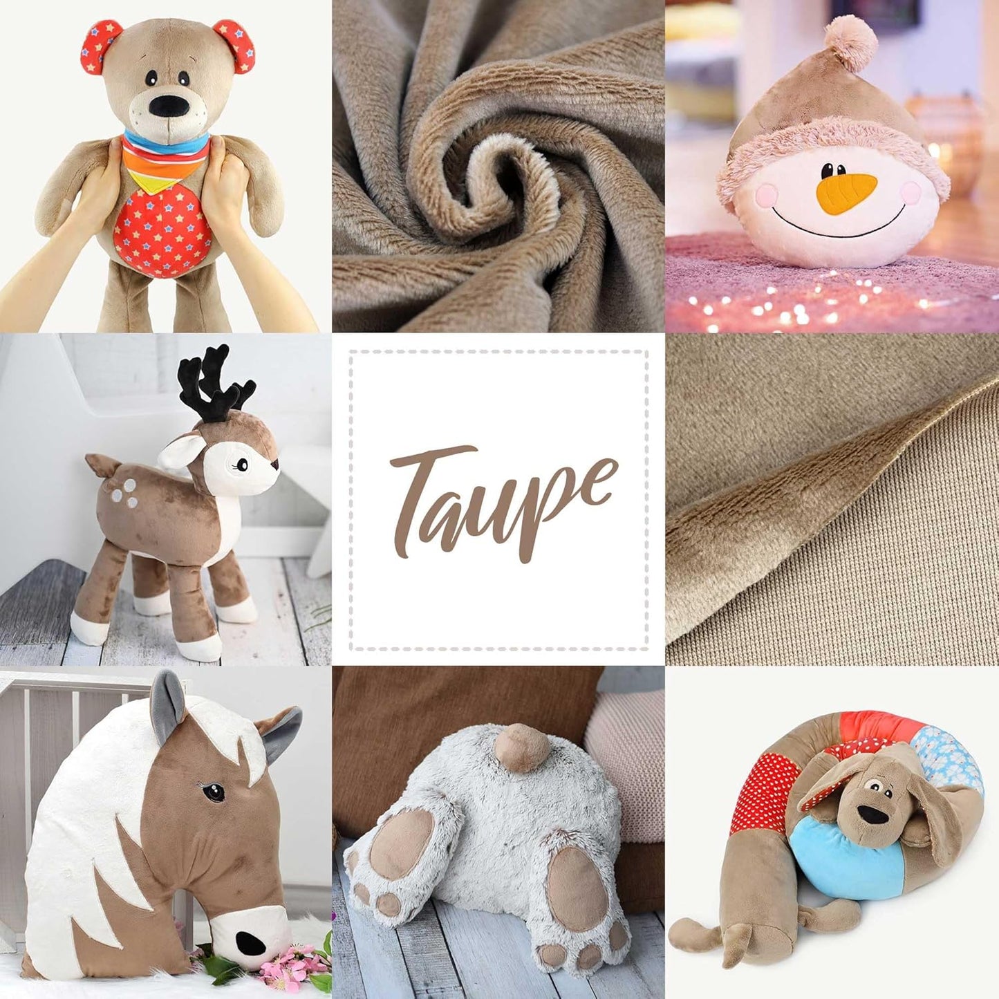 kullaloo Plush Fabric | Solid Taupe Minky Fabric for Sewing | Super Soft Cuddle Material | 39.5x29.5 | Plushies, Baby Blankets, Pillows, Dog Beds, Cat Beds, Beanies, Baby Accessories, Apparel & More