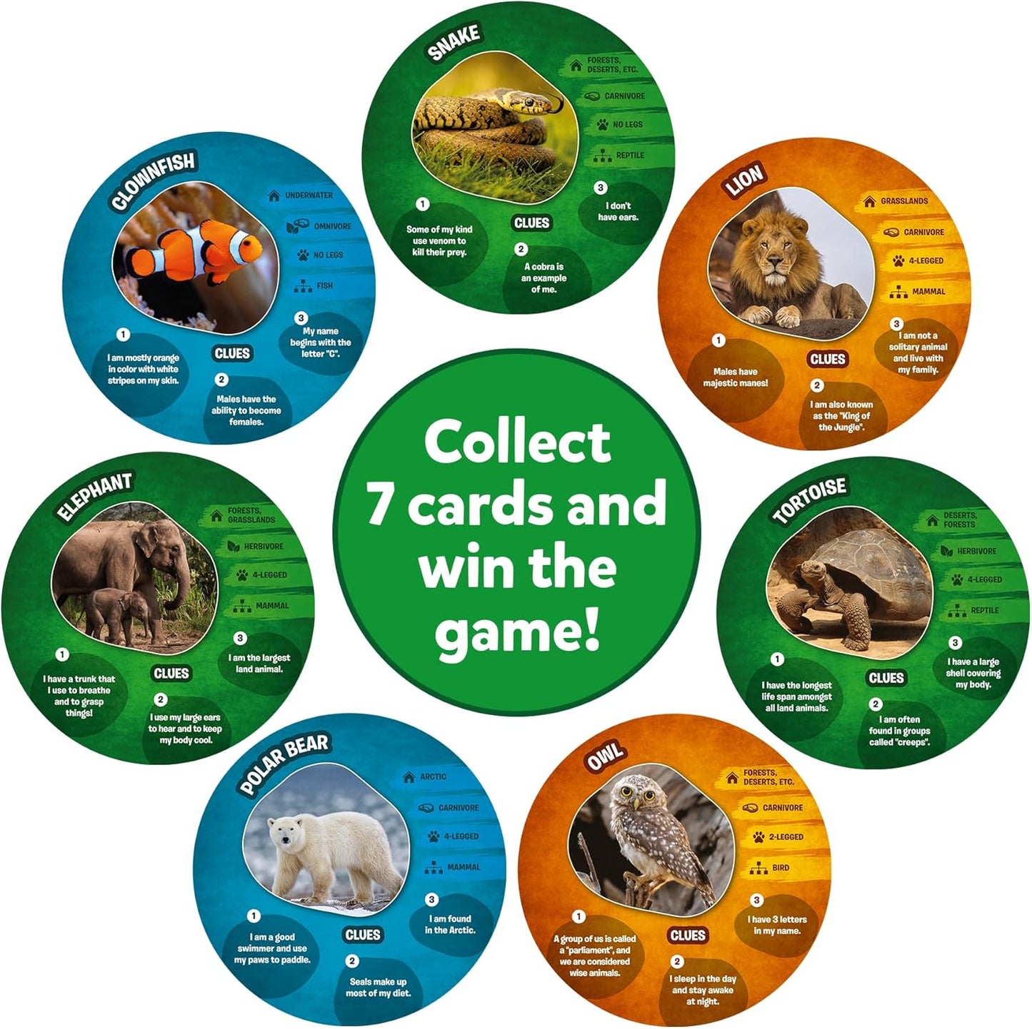 Skillmatics Guess in 10 Animal Picture Clues, Perfect for Boys, Girls, Kids, and Families Who Love, Card Games, Educational Games, Board Games, Gifts for Ages 6, 7, 8, 9 and Up
