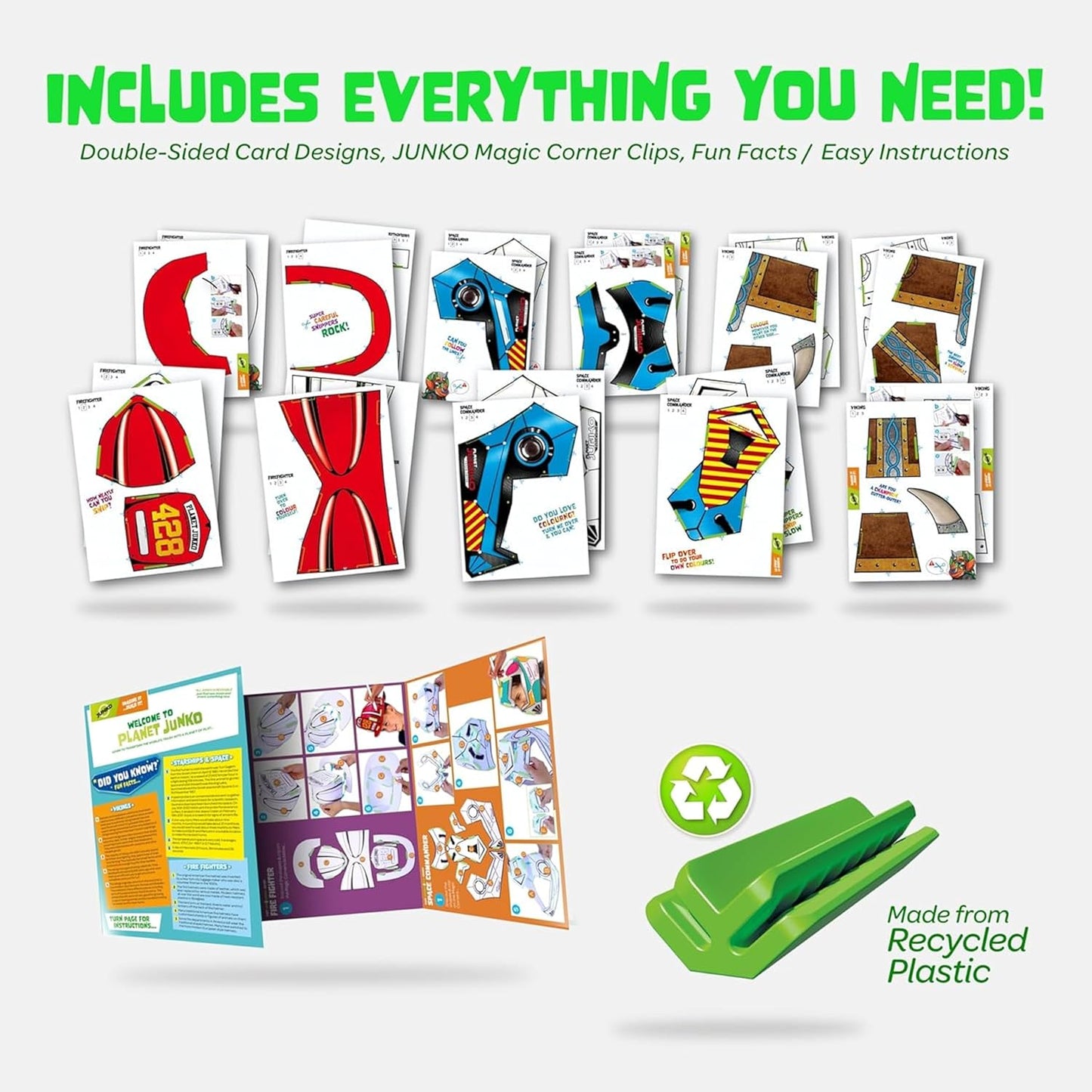 JUNKO Create Your Own Unicorn, Princess Crown & Warrior Helmet | Build and Color Paper Craft Kit for Girls | Ages 6-10