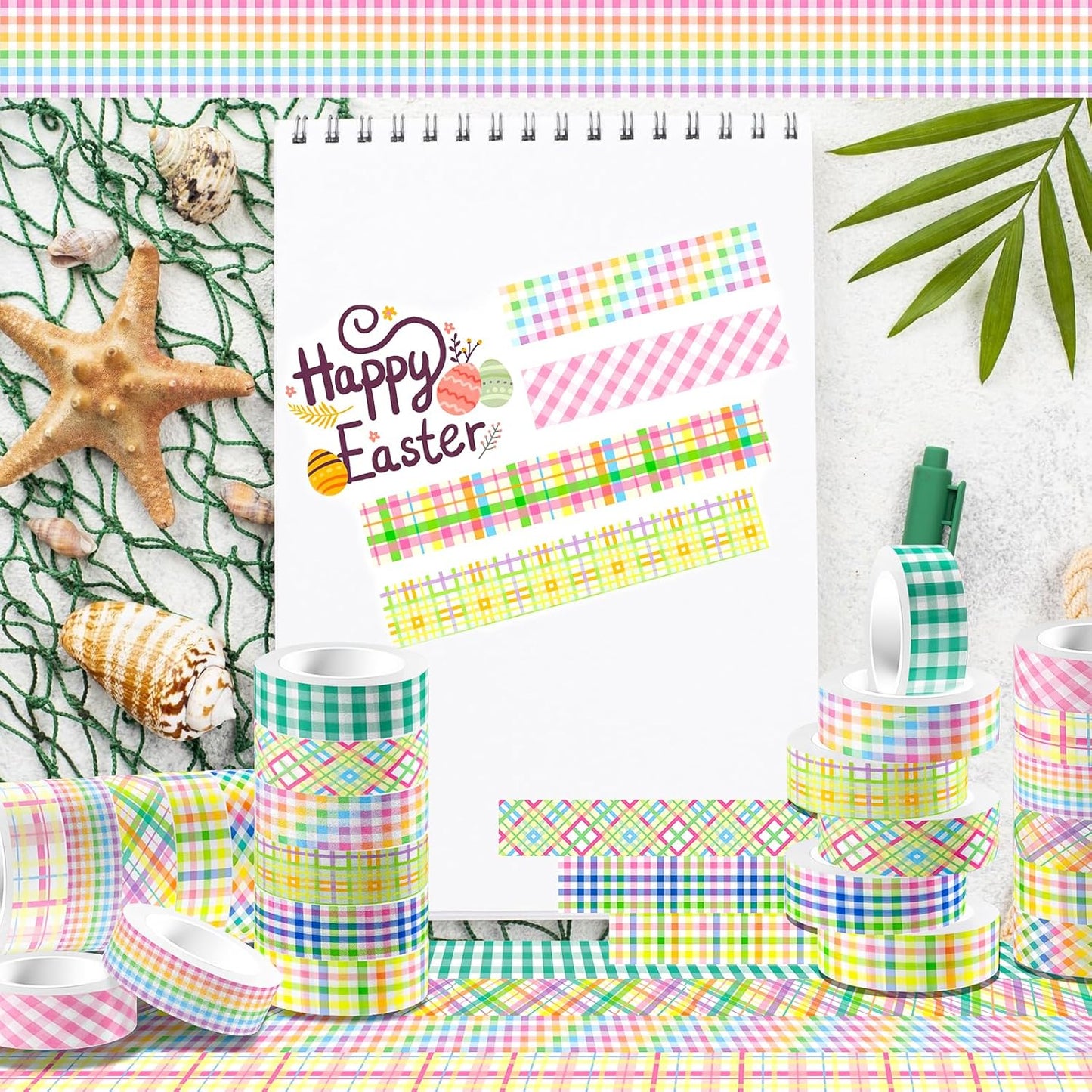 12 Rolls Plaid Washi Tape Set, Colorful Pastel Buffalo Plaid Checkered Masking Decorative Adhesive Tapes for DIY Craft Scrapbook Journals Gift Wrapping Thanksgiving Christmas Party Decor 16.4FT