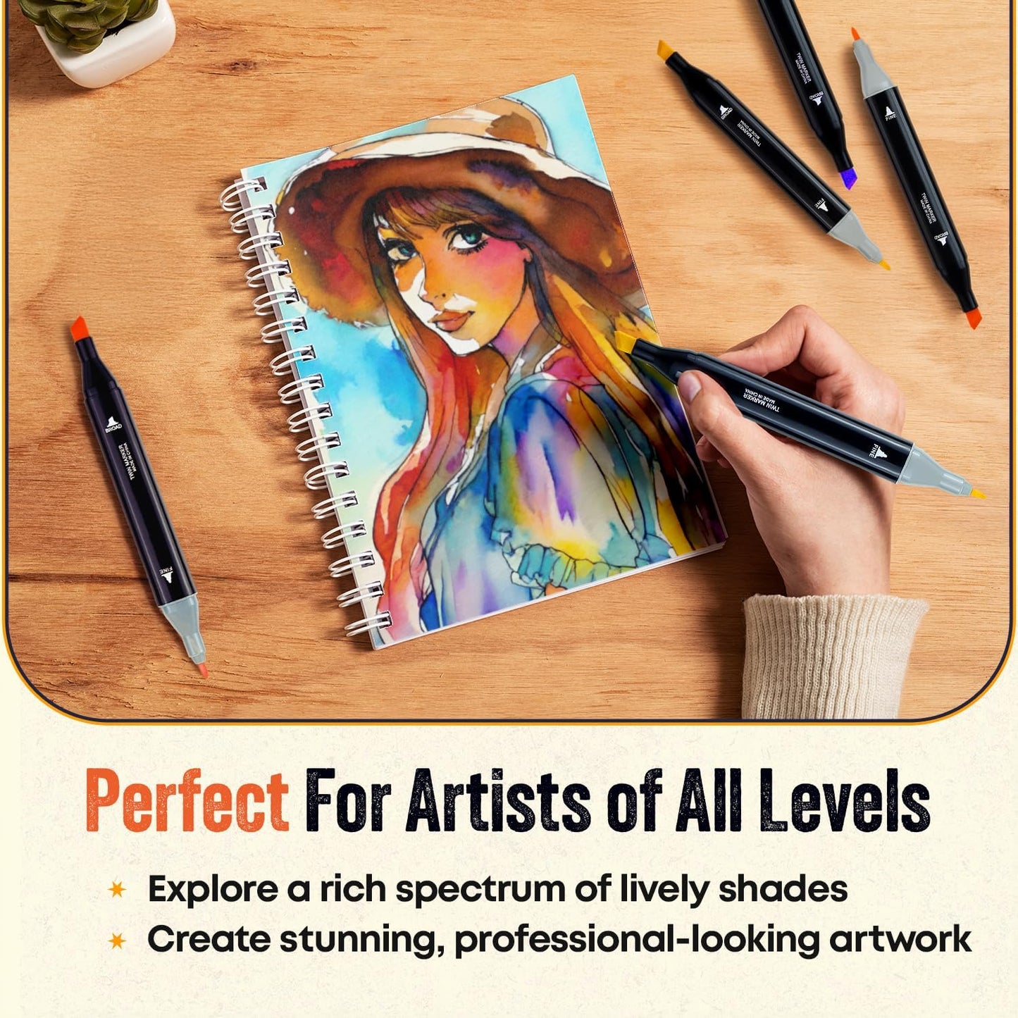 262-Piece Dual Tip Alcohol Markers Set with 12 Free Acrylic Paint Markers - No Bleed, Vibrant Colors for Drawing - Fine & Chisel Tips with Organizing Case - Blending Markers for Adults & Kids