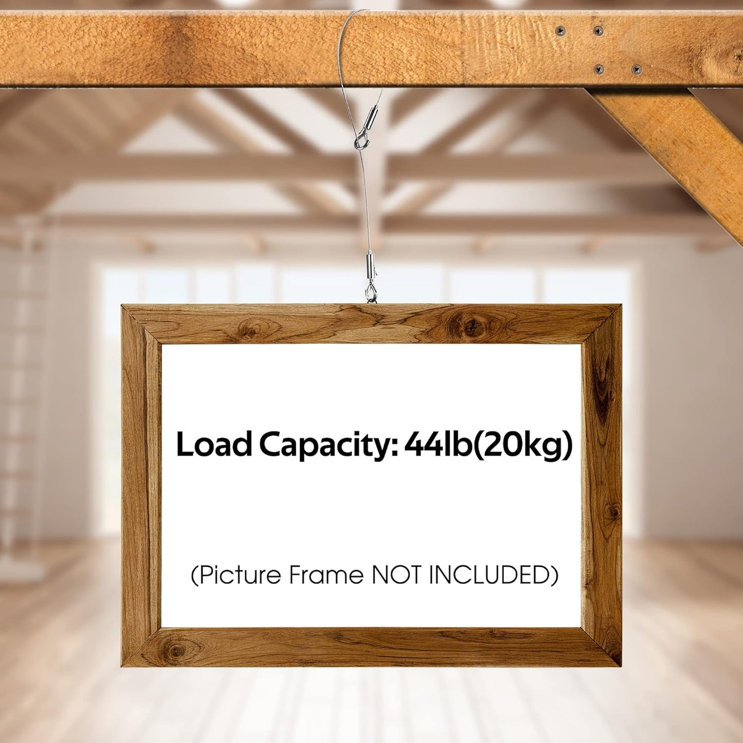 Adjustable Picture Hanging Wire 2PCS Mirror Frame Kit 2m x1.5mm Heavy Duty Stainless Steel Rope for Mirror Hanging Hardware,Light Lamp,Billboards,Basket Flowerpot Hold Up to 20kg