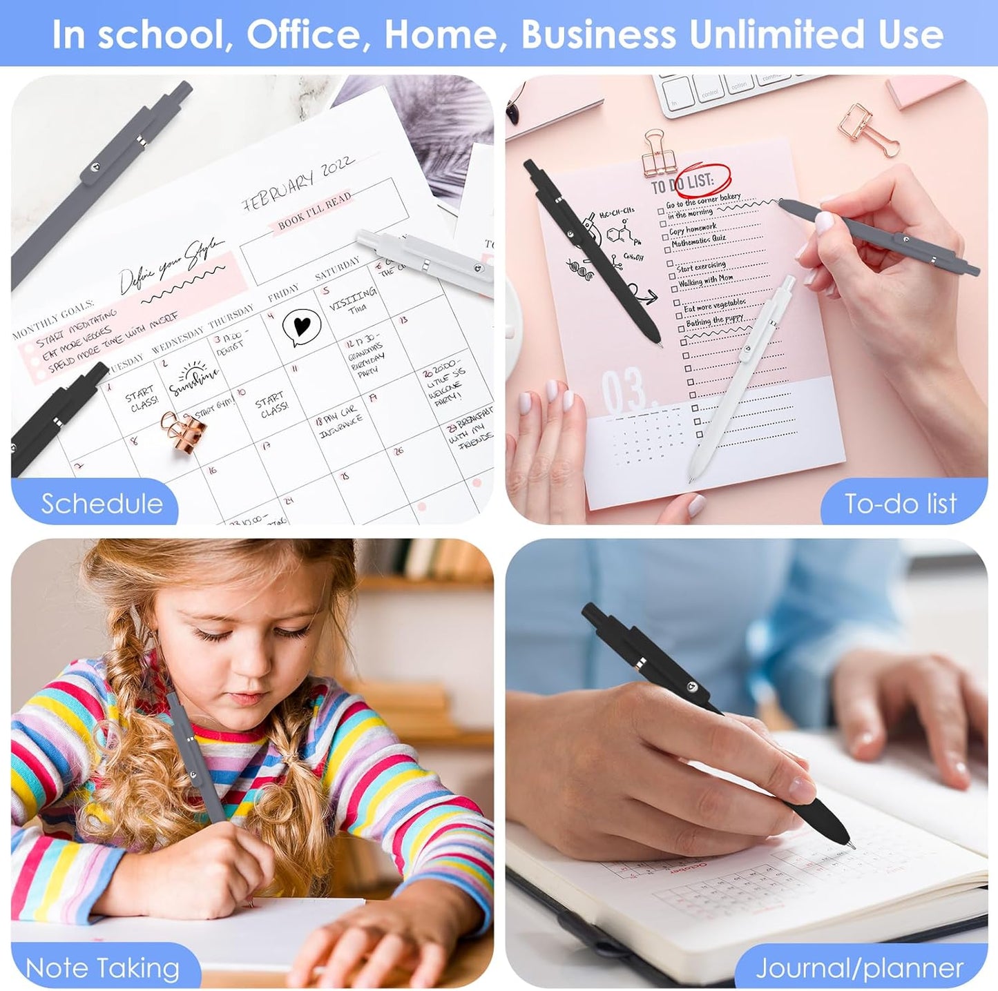 Gel Pens, 11pcs 0.5mm Gel Pens Cute Black Ink Fine Point Pens With Smooth Writing, Quick Dry Pens For Journaling,Teacher Work Desk Accessories Office School Supplies for Men Women Student