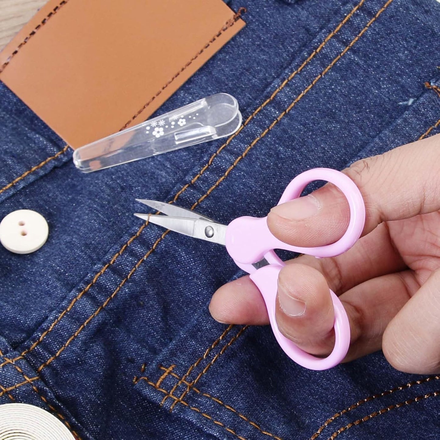 3.5" Sharp Small Craft Scissors all Purpose, Precision Straight and Curved Fine Tips for Thread Yarn Fabric Cutting, Mini Scissors with Protective Cover, Ideal for Sewing, Embroidery, Beauty, Crochet