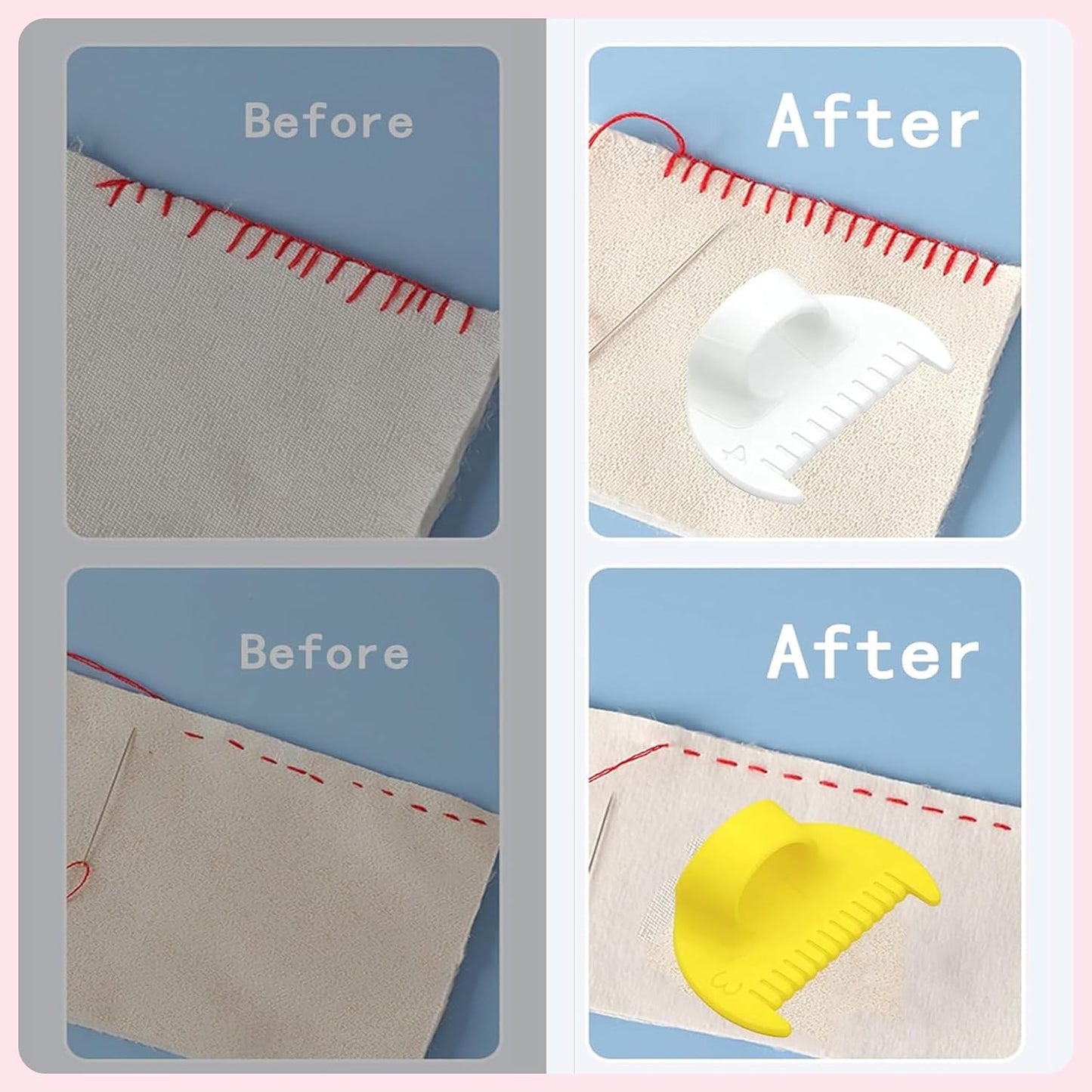 4mm Seam Guide for Hand Sewing Edge Lockranding Tool, Sewing Needle Gauge Measuring Tool, Mini Finger Ruler Kit Ideal for Leather/Fabric/Craft Sew, Yellow 1 Pcs