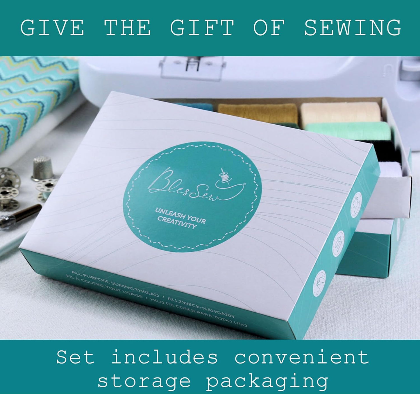 BlesSew Sewing Thread - 24 Spools of Polyester Thread for Sewing Machine for Beginners, Hand Stitching & Quilting - 1000 yds per Spool in Dark Colors