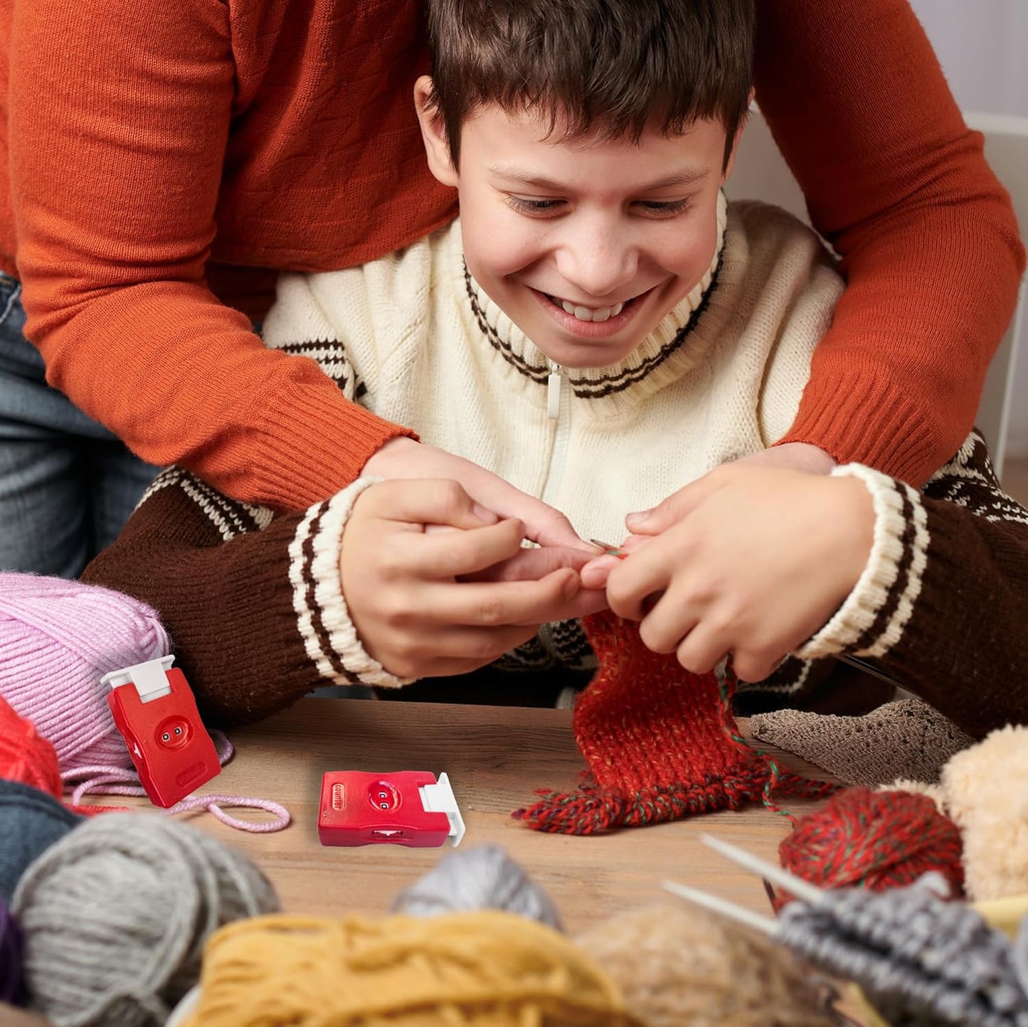 2 Pieces Knitting Counter, Needle Marking Tool, Plastic Knit Counter, Knitting Stitch Counter, Red