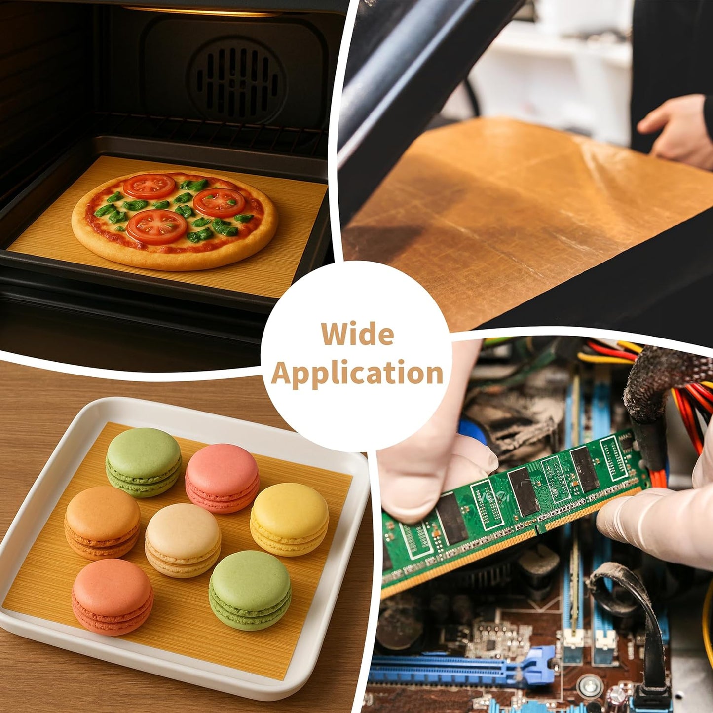 Teflon Sheets for Heat Press - 8 Pcs 16 in x 12 in Reusable and Non-Stick Teflon Paper with 8 Rolls Waterproof and Oilproof Heat Resistant Tape, No Residue with High Insulation for Printing