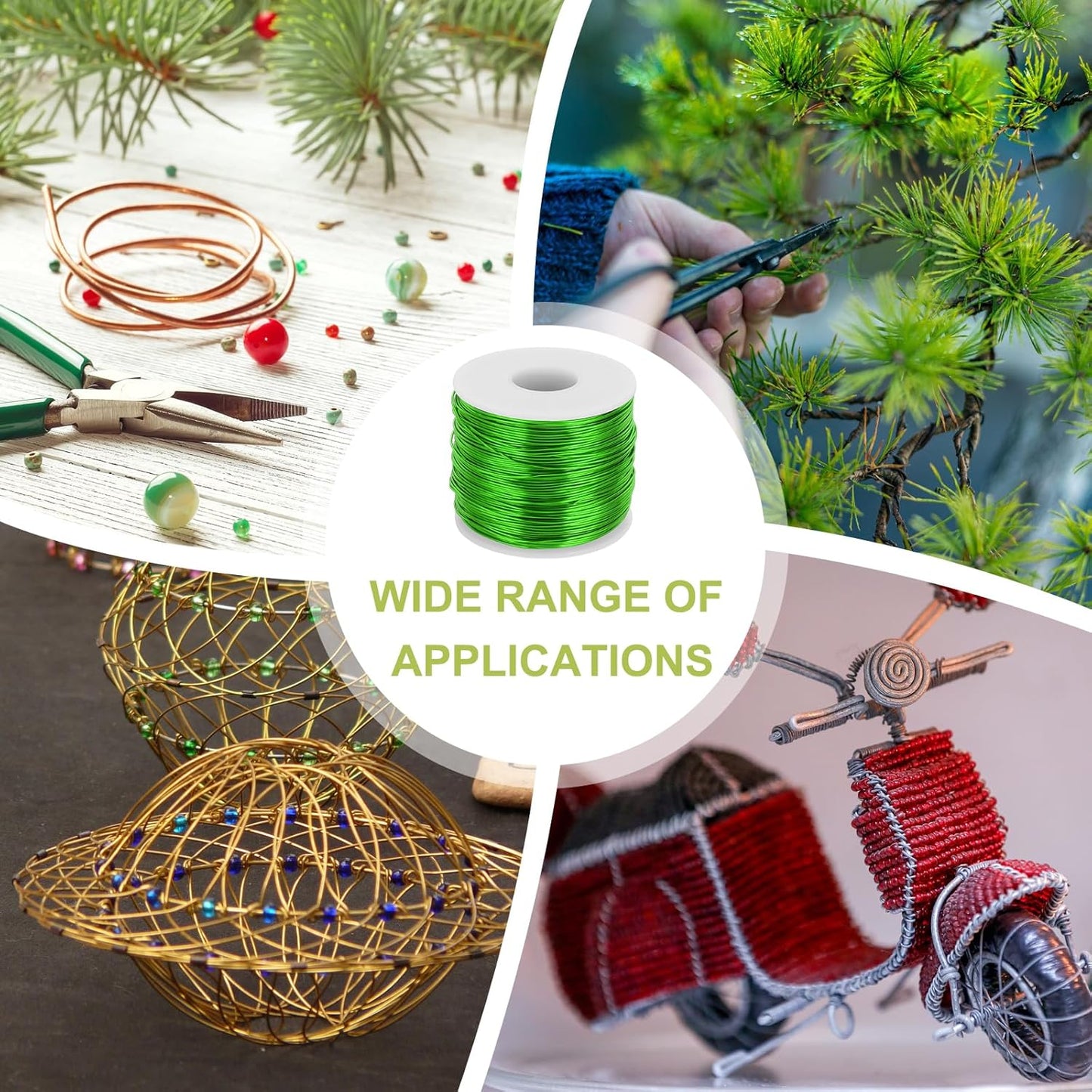 MECCANIXITY 18 Gauge Anodized Aluminum Craft Wire Bendable Bonsai Training Wire 492 Feet 1mm for Sculpting Crafts Wreath Floral Beading Jewelry Making, Green