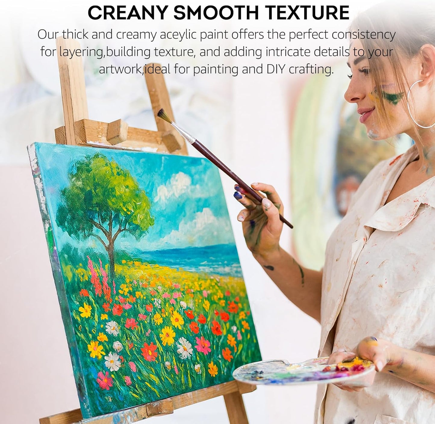 ABEIER Acrylic Paint, 20 Colors (250 ml/8.45oz) Acrylic Paint Bottle Set, Non-Toxic, Rich Pigments Bulk Painting Supplies for Canvas Crafts Wood Ceramic, Ideal for Artists, Beginners and Students