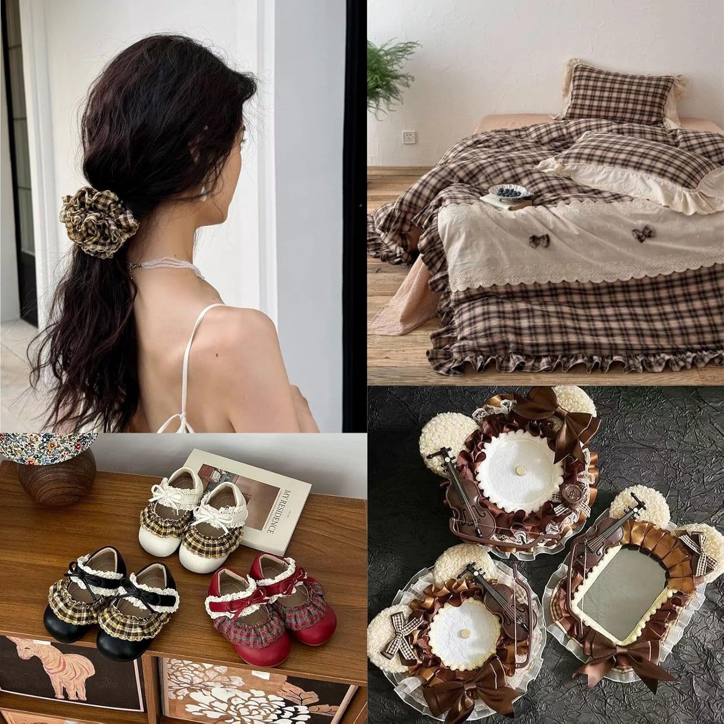 Gingham Ruffle Lace Trim Pleated Lace 5 Yards Gathered Gingham Fabric Edge Ribbon Trim for Dresses, Wedding Gowns, Crafts, Home Decor (Pink)