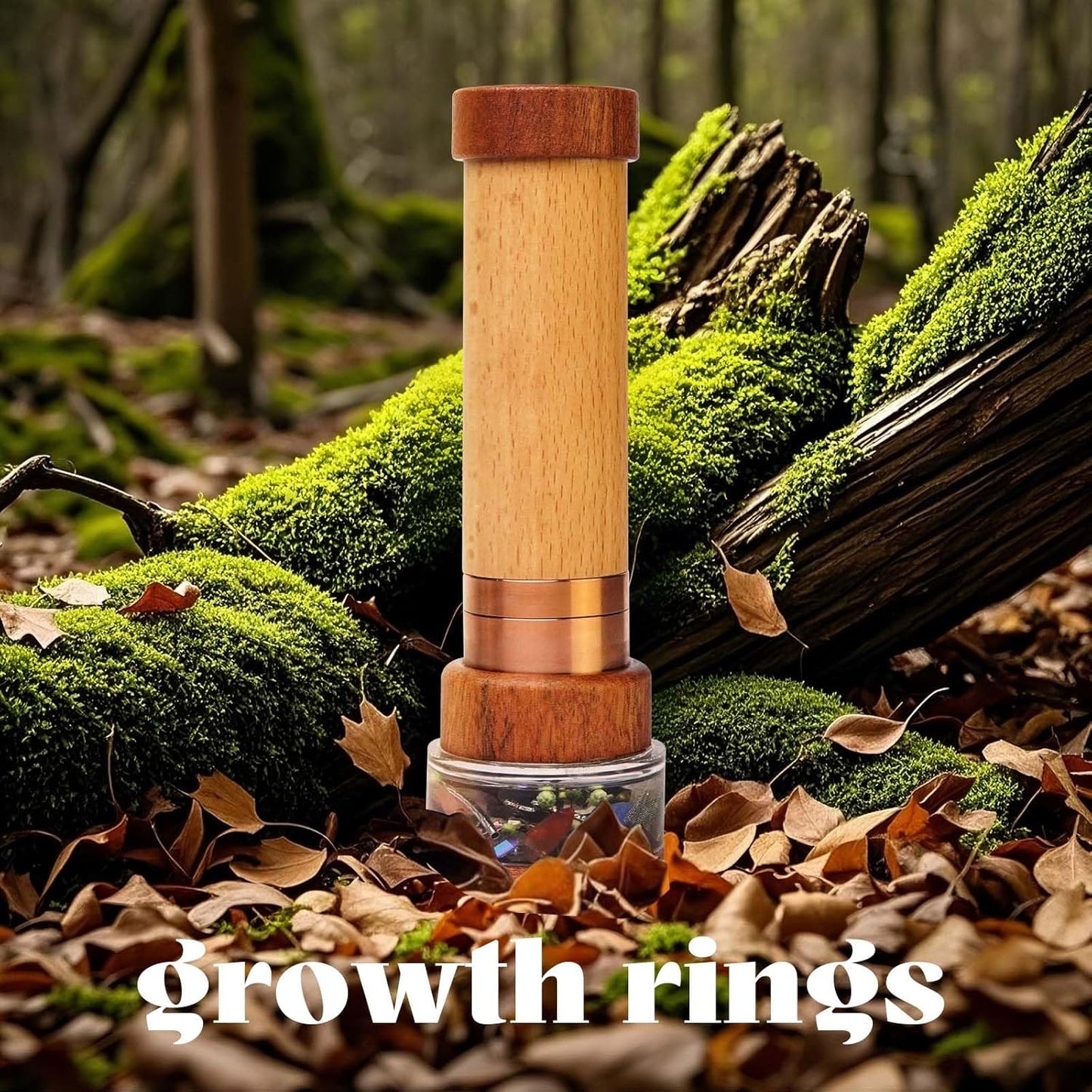 Growth Rings Wooden Kaleidoscope Full Screen Effect,6.5" Handmade Brass Rotatable Oil-Filled Core Box Nature Kaleidoscope Kit,Vintage Gift Box,Anniversary Birthday Gift for Man Woman