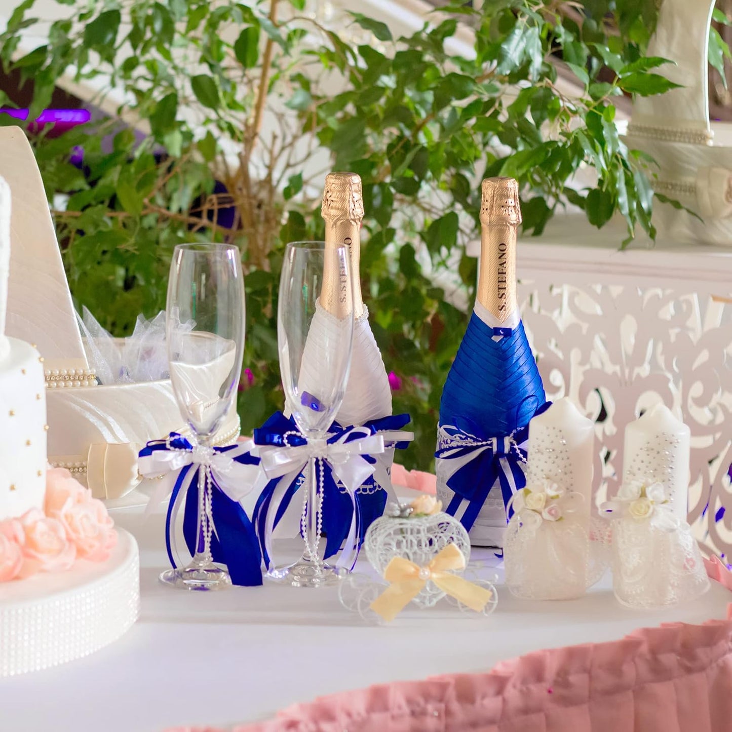 LIUYAXI Blue Double Faced Satin Ribbon, 1/4" X Continuous 50 Yards, Thin Ribbons Perfect for Gift Wrapping Wedding Invitation Card Hair Bows Tag Floral Arrangement DIY Craft