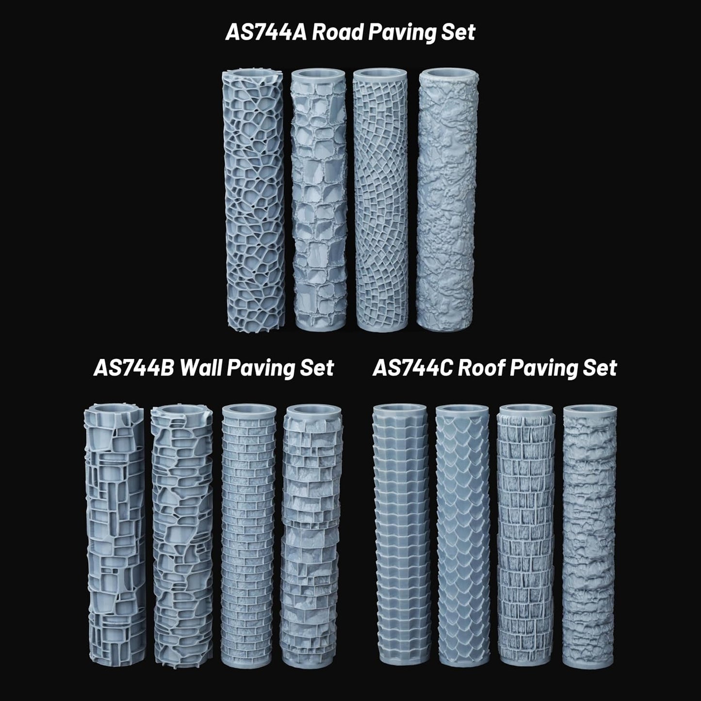 RPG Terrain Texture Roller for Foam and Clay Modeling- Professional for Dungeon Walls, DND Terrain Sets, TTRPG Buildings, and Role Playing Table Maps- AS744A Road Paving