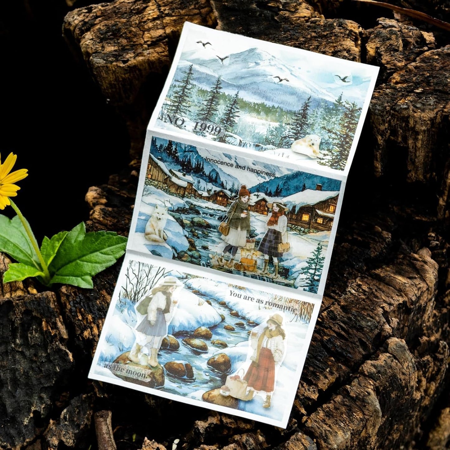 6 Rolls Seasons Landscape Washi Tape Set, 3.15in Large Nature Sticker Tape with Clip for Journaling, Scrapbooking, Planner Decoration, DIY Crafts and Art Projects