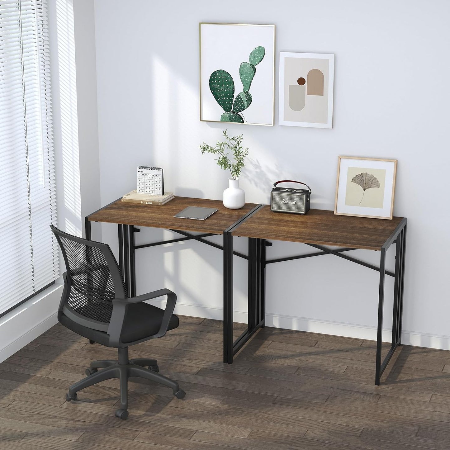 Folding Computer Desk 32 inch Writing Gaming Computer Camping Table, No Assembly Required Home Office Desk, Espresso