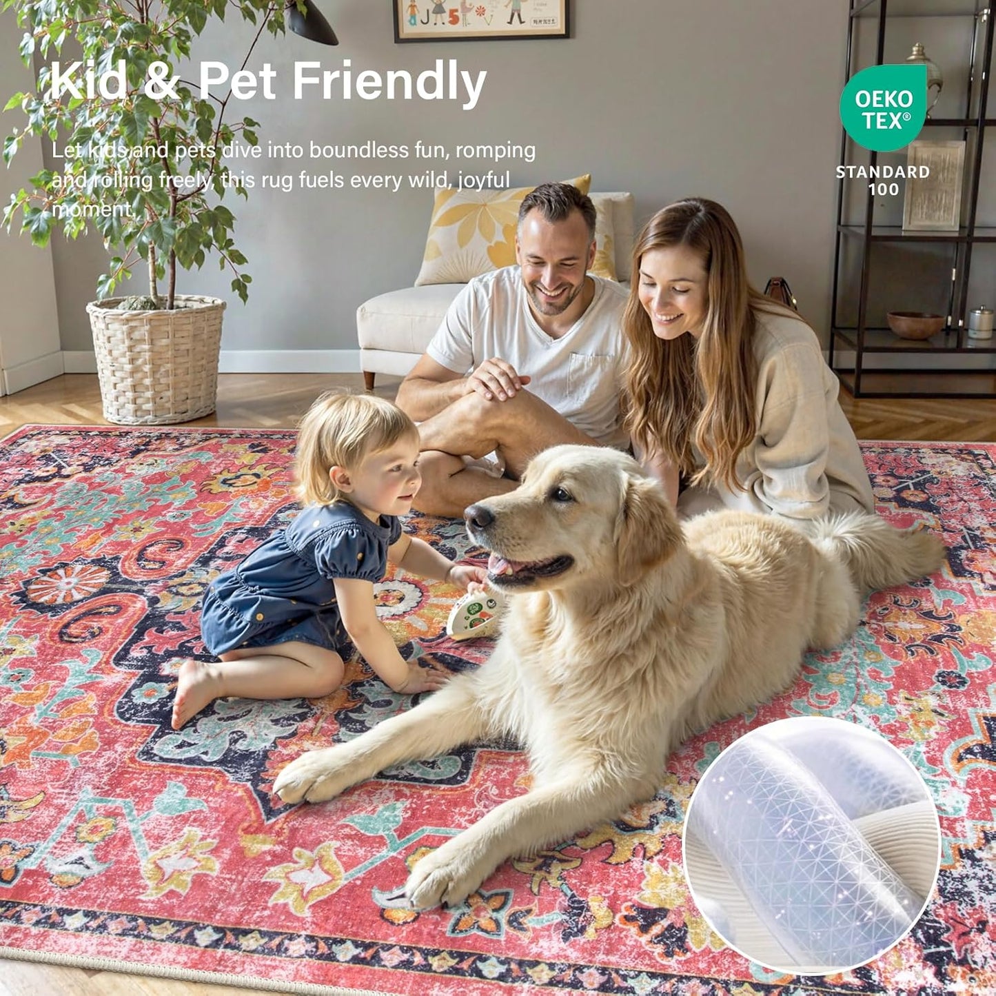 Lahome Bohemian Floral Medallion Runner Rug - 2'8"x8' Hot Pink Hallway Rug Runner, Soft Machine Washable Non-Slip Bedside Mat Cute Indoor Carpet for Kitchen Entryway Chair, Fuchsia/Multi